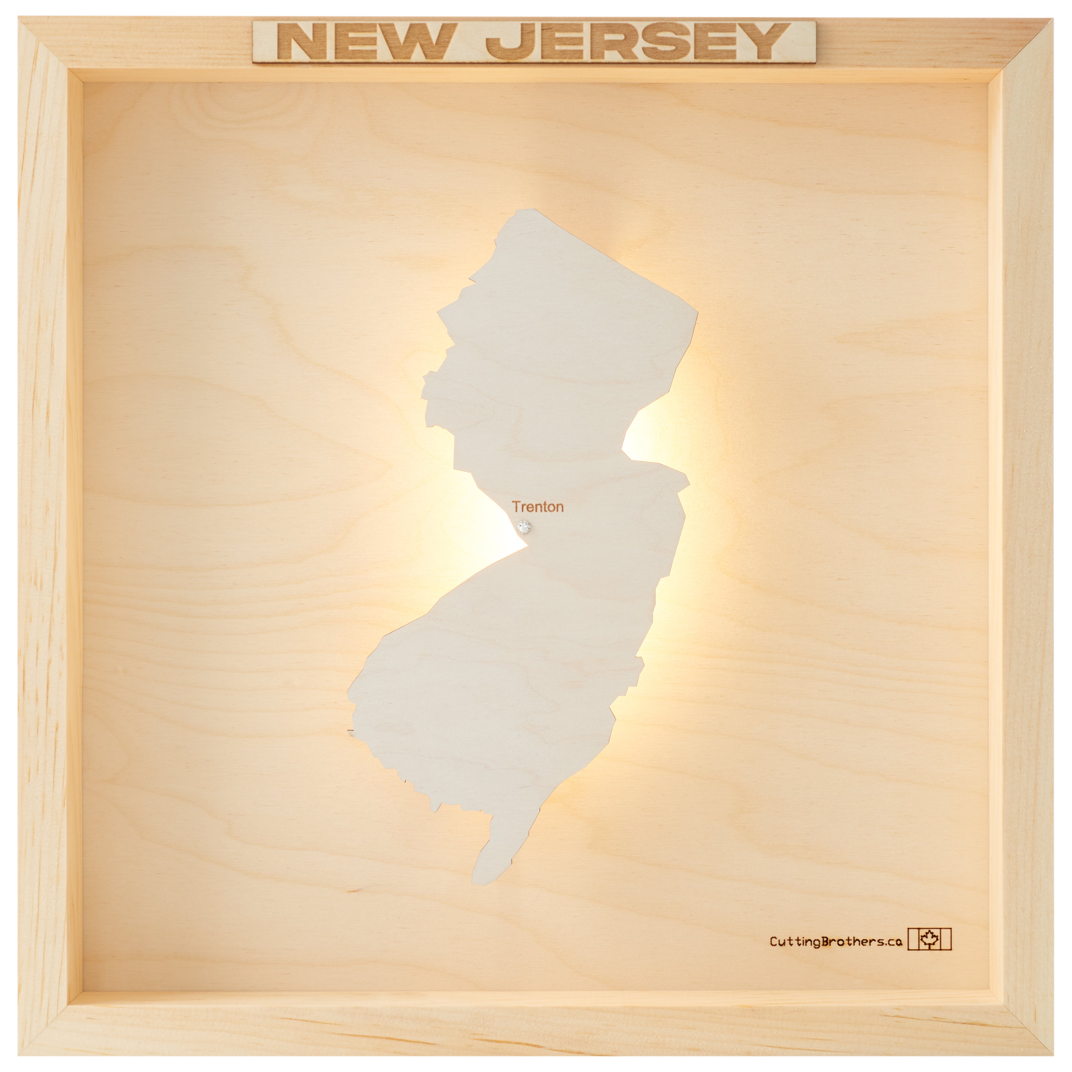 NEW JERSEY 3D WOODEN WALL MAP - Version S