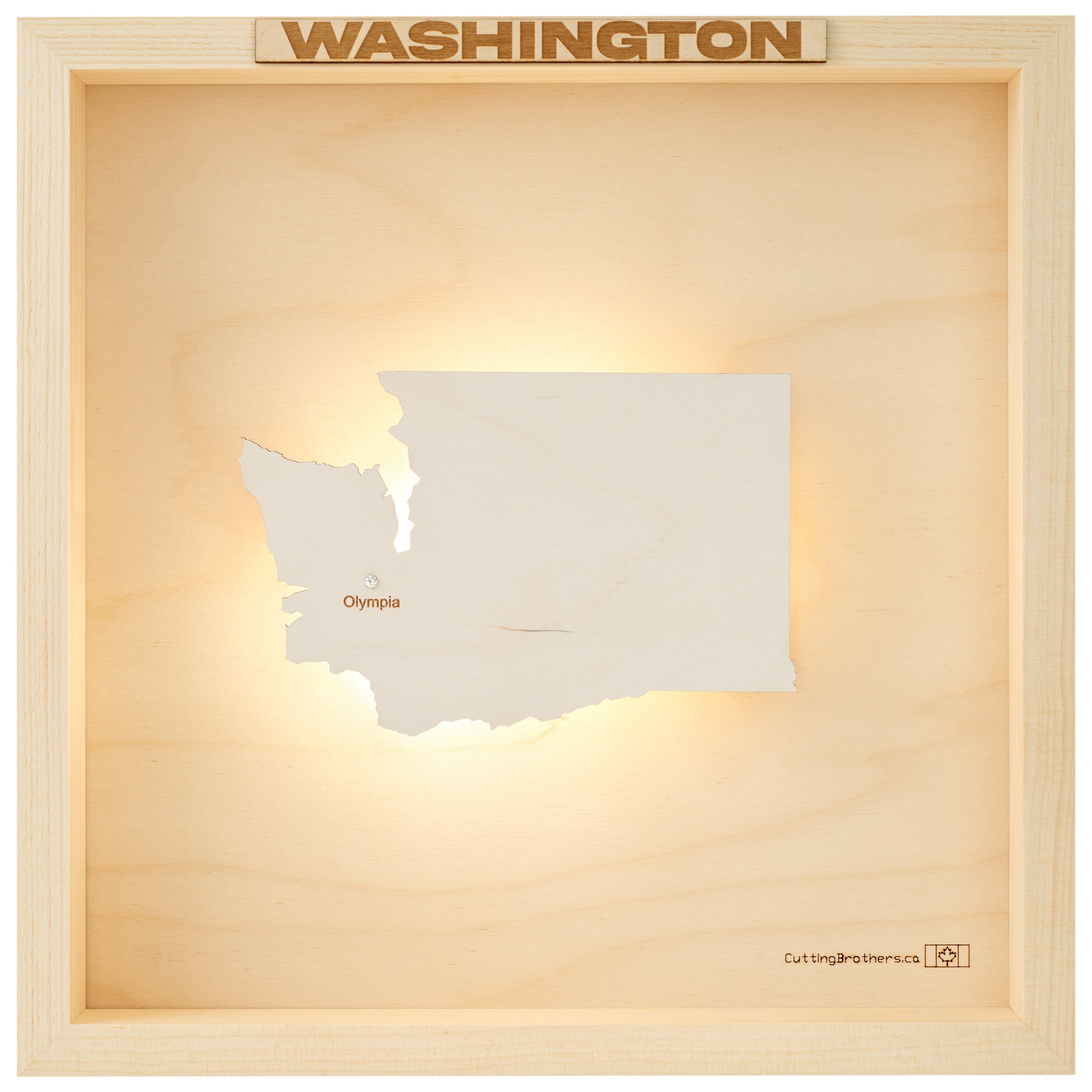 WASHINGTON 3D WOODEN WALL MAP - Version S