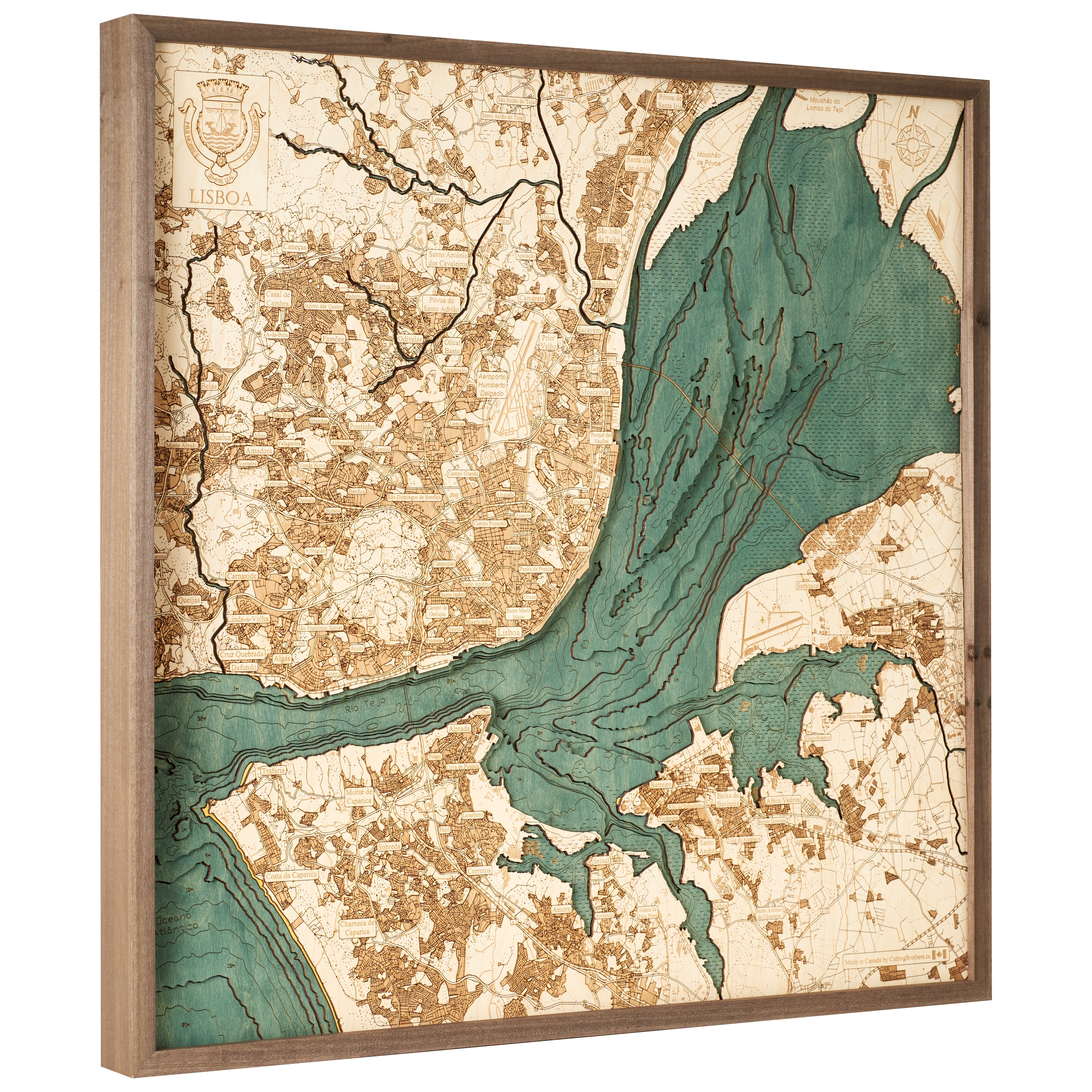LISBOA 3D WOODEN WALL MAP - Version L