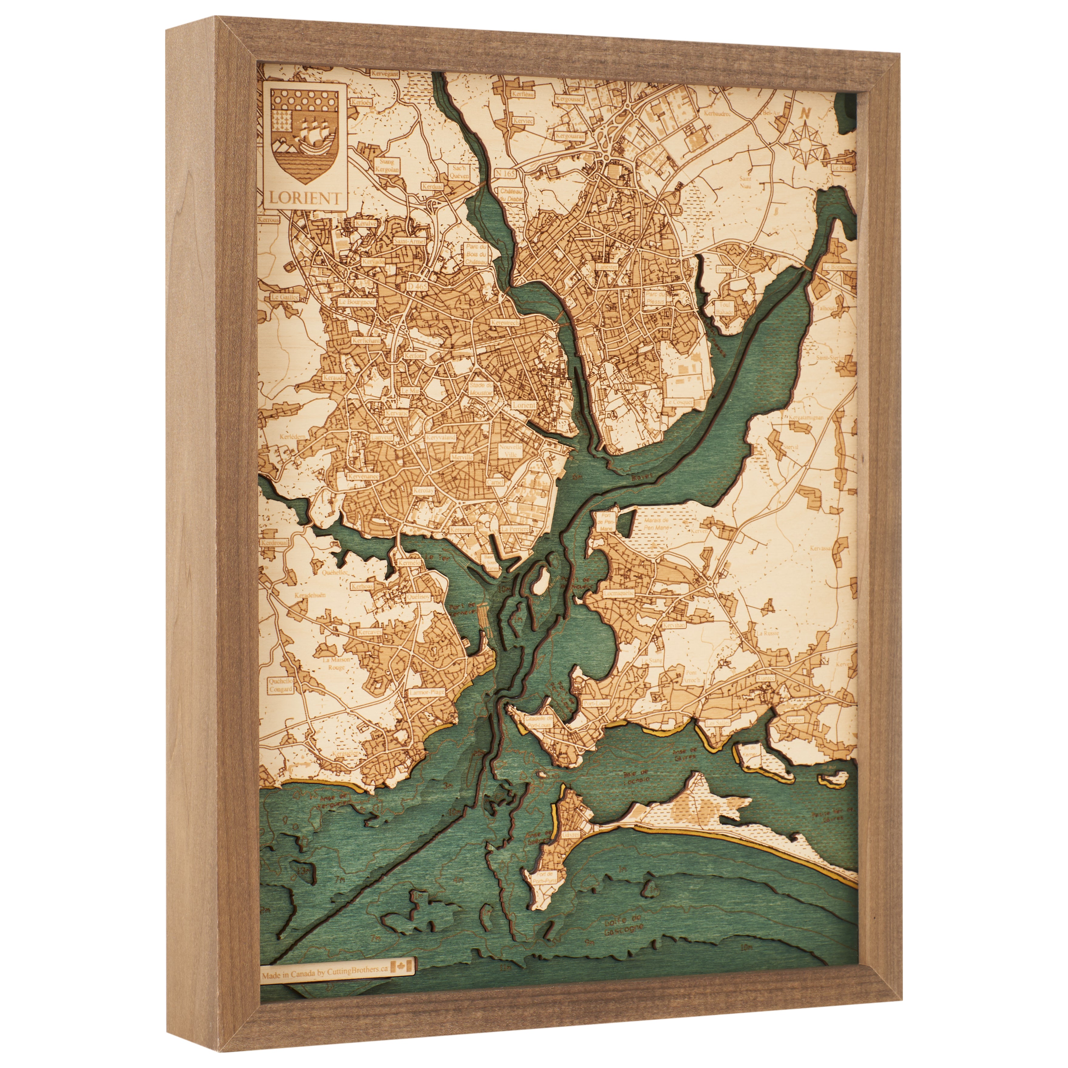 LORIENT 3D WOODEN WALL MAP - Version S
