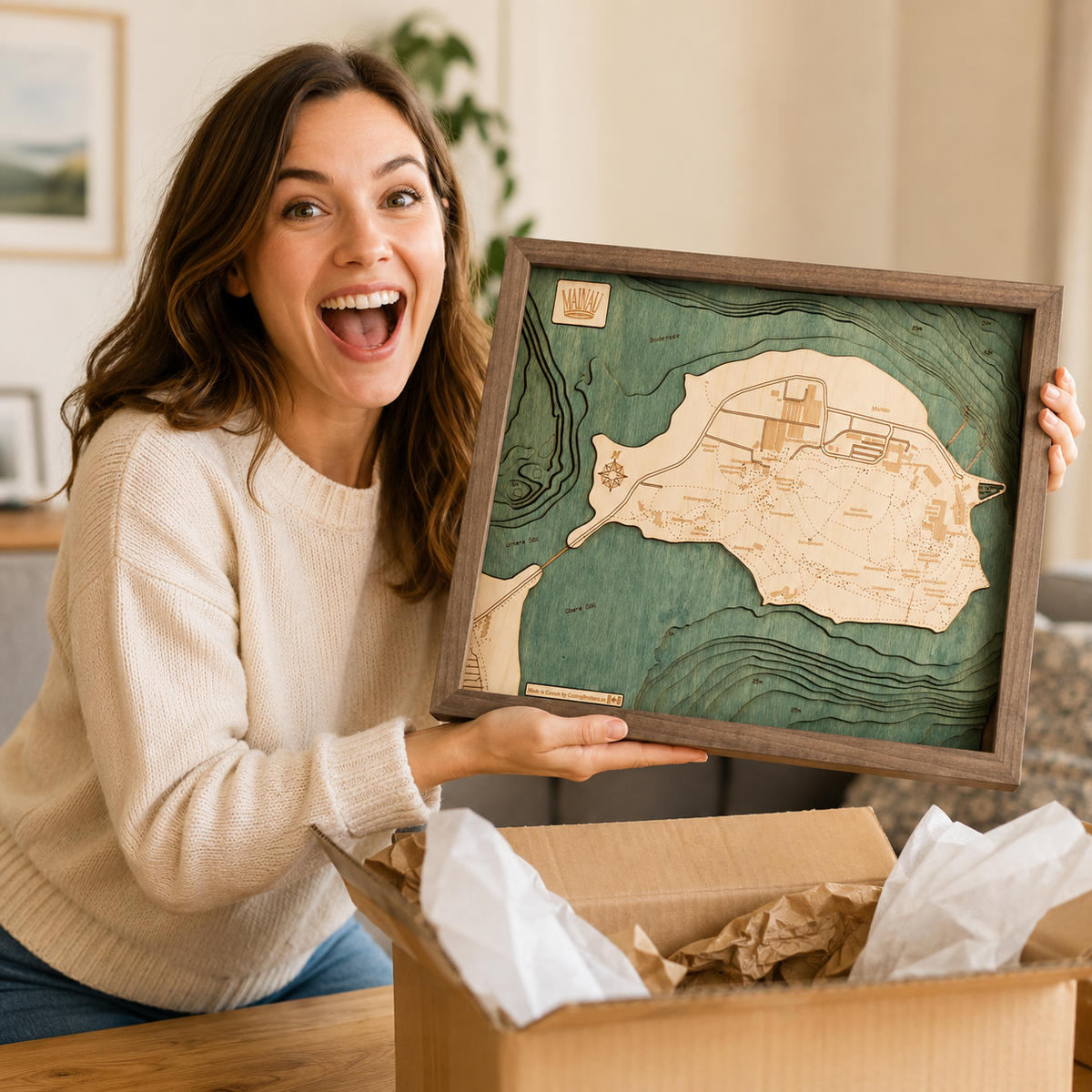 MAINAU 3D WOODEN WALL MAP - Version S