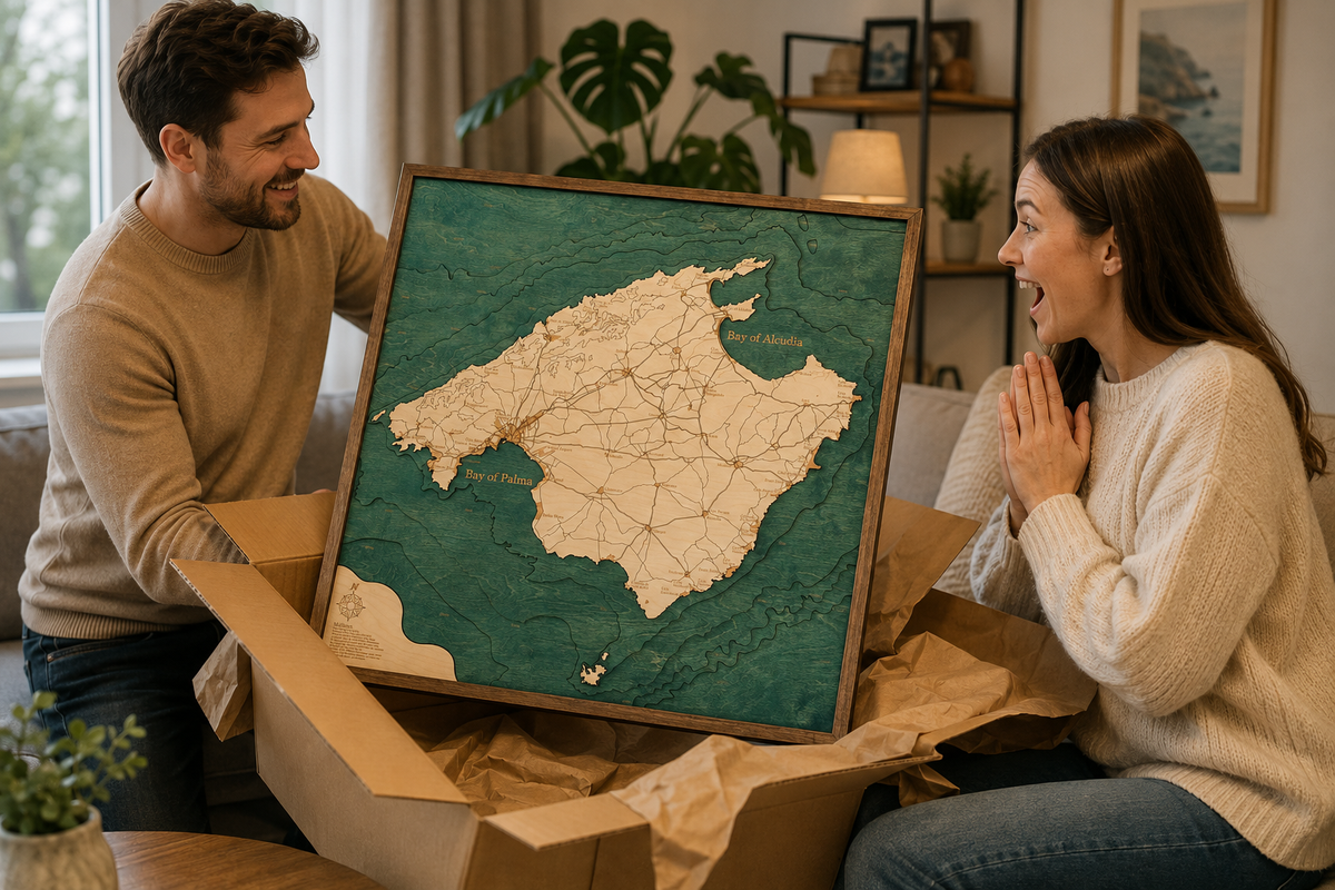 MALLORCA 3D WOODEN WALL MAP - Version L