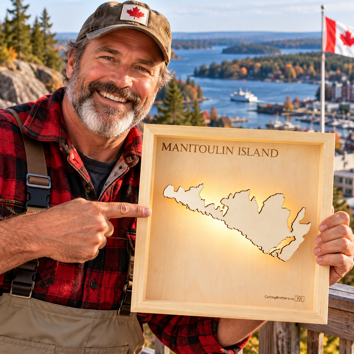 MANITOULIN ISLAND LED LIGHT WALL MAP - Version S