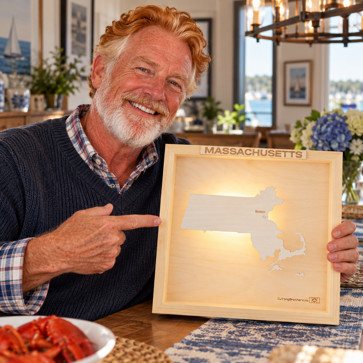 MASSACHUSETTS 3D WOODEN WALL MAP - Version S