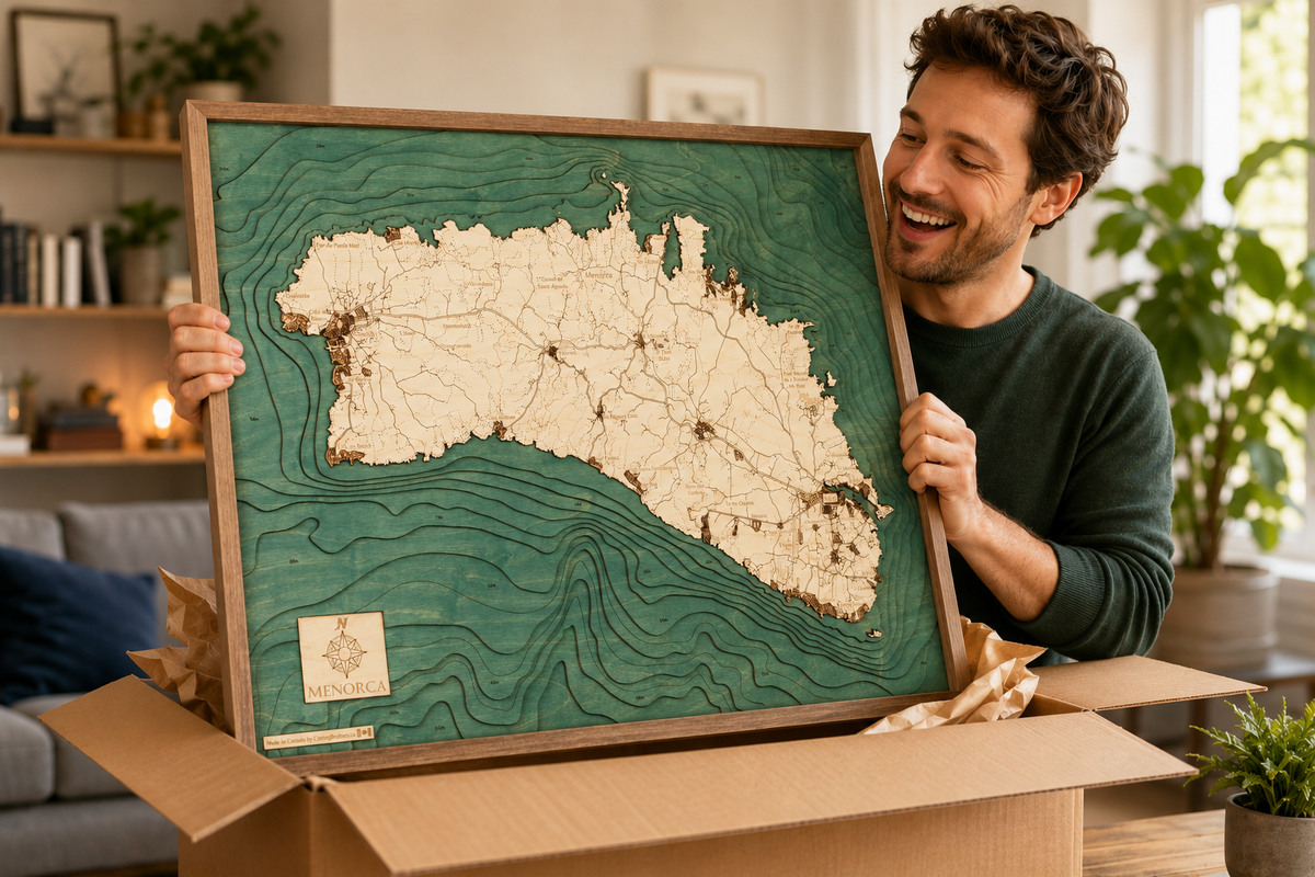 MENORCA 3D WOODEN WALL MAP - Version L