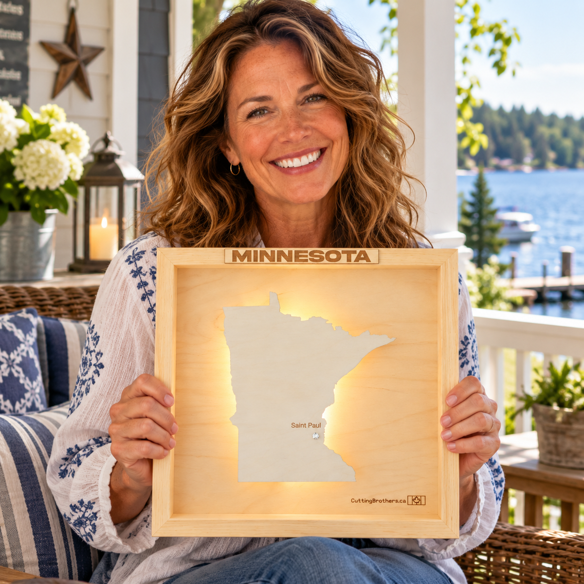 MINNESOTA 3D WOODEN WALL MAP - Version S
