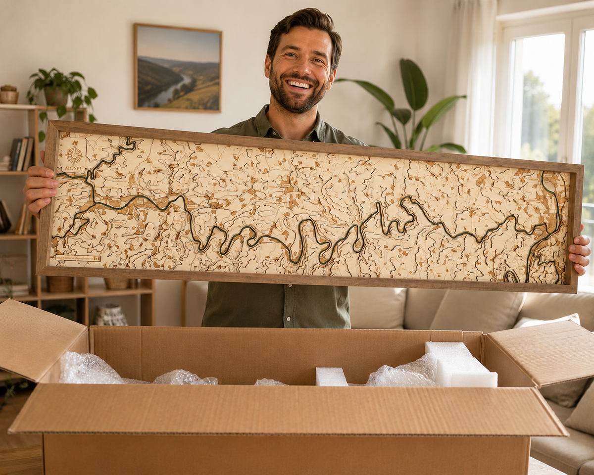 MOSEL "3D" WOODEN WALL MAP - Version XXL