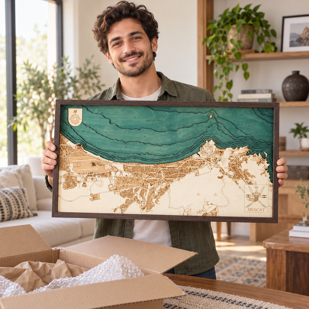 MUSCAT 3D WOODEN WALL MAP - Version M
