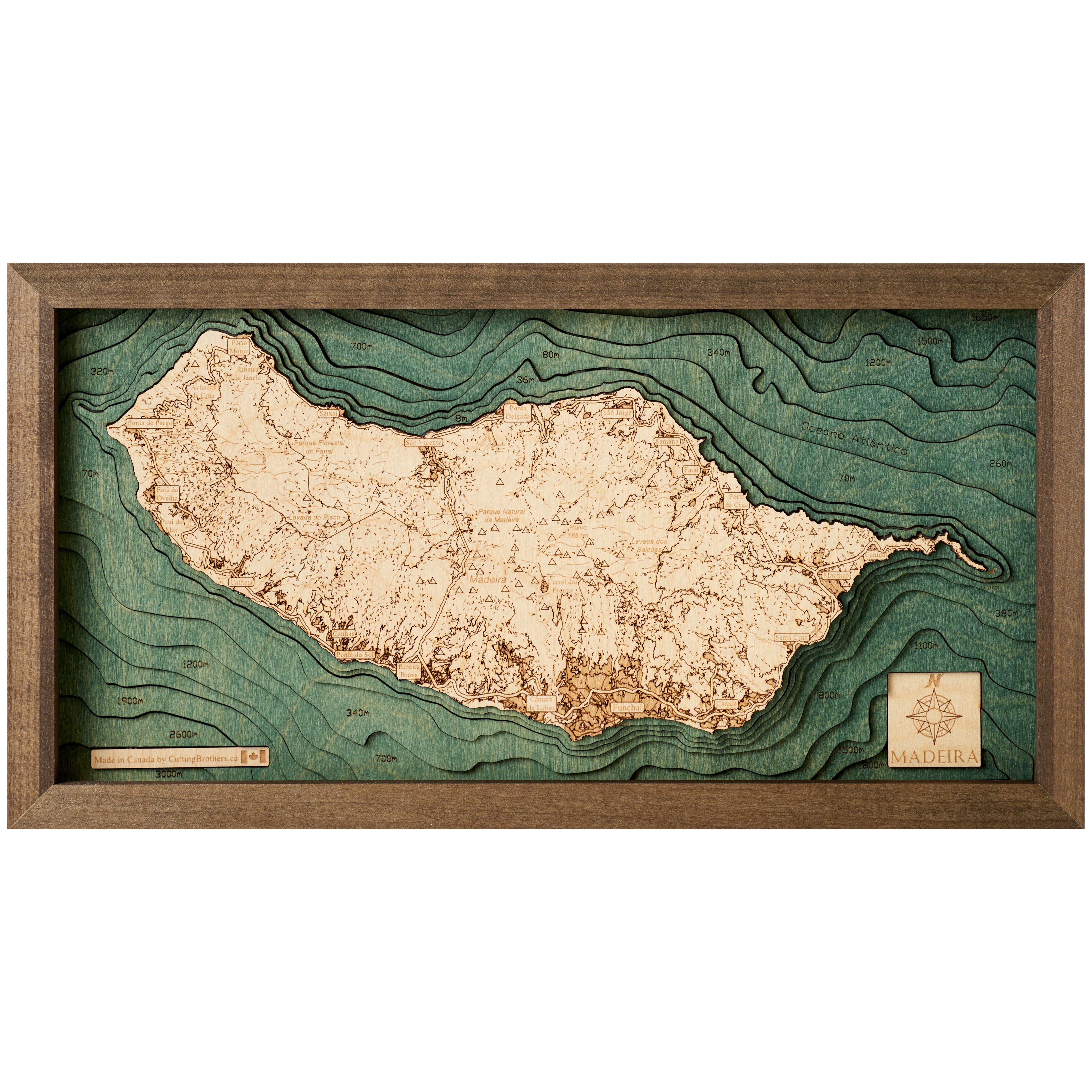 MADEIRA 3D WOODEN WALL MAP - Version S