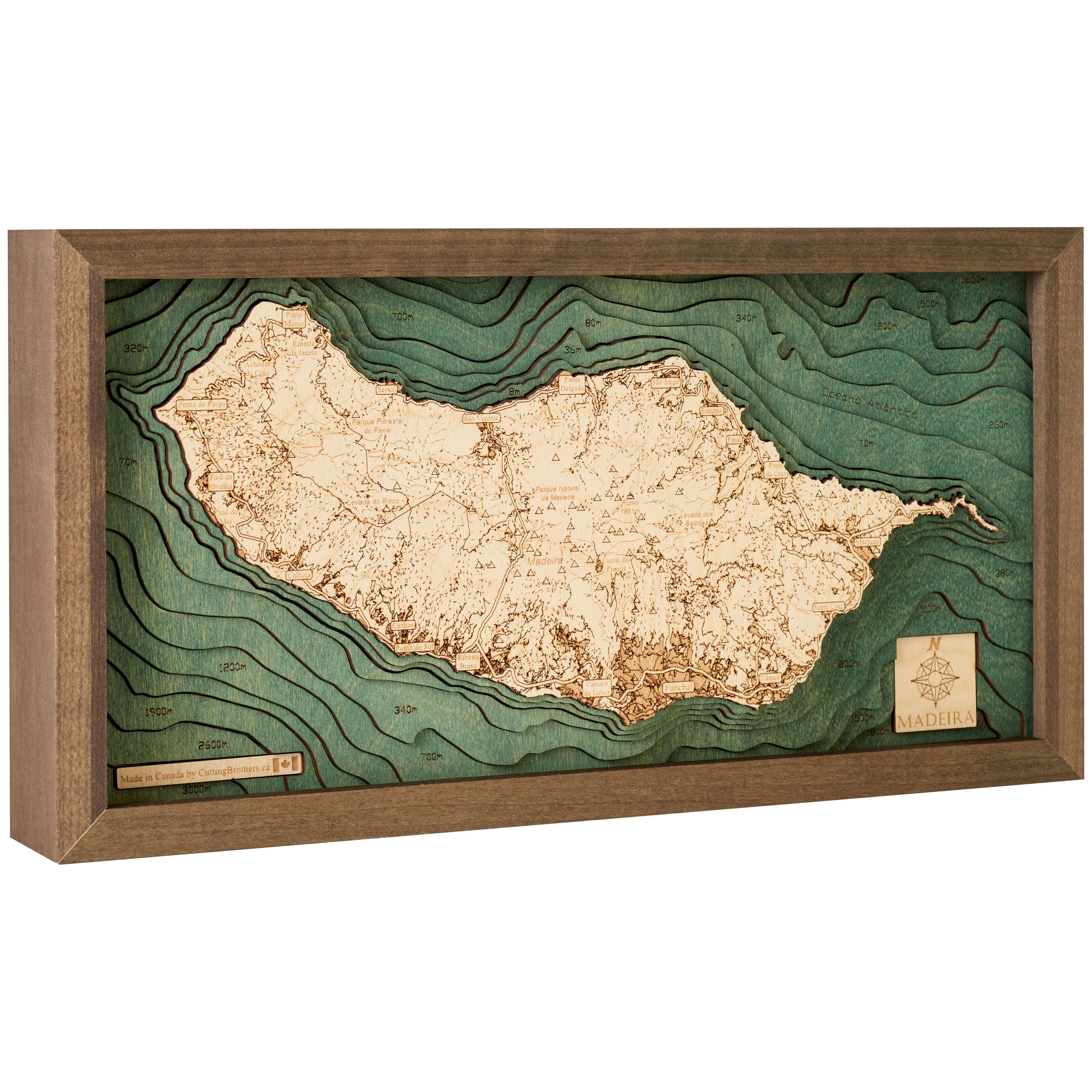 MADEIRA 3D WOODEN WALL MAP - Version S