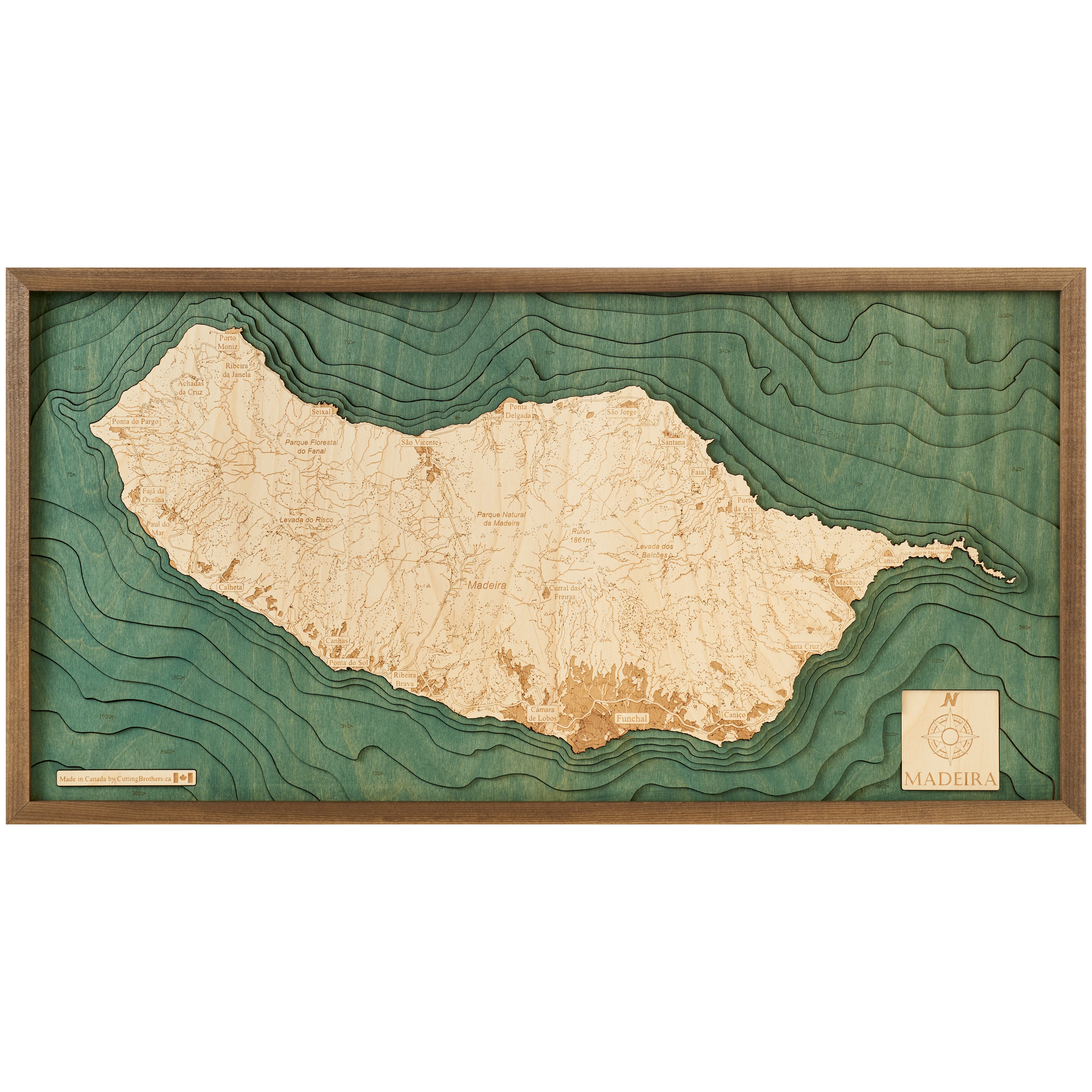 MADEIRA 3D WOODEN WALL MAP - Version M
