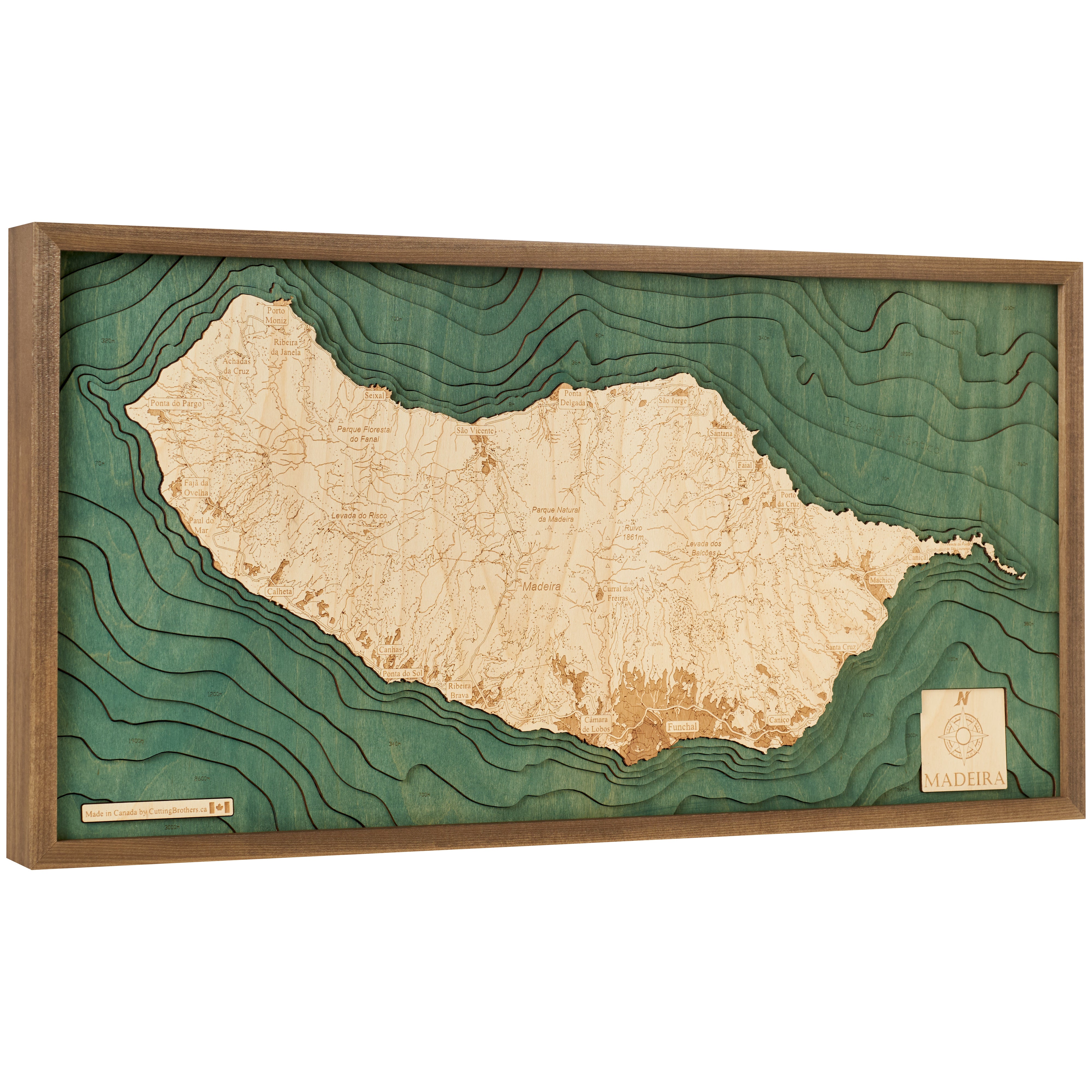 MADEIRA 3D WOODEN WALL MAP - Version M