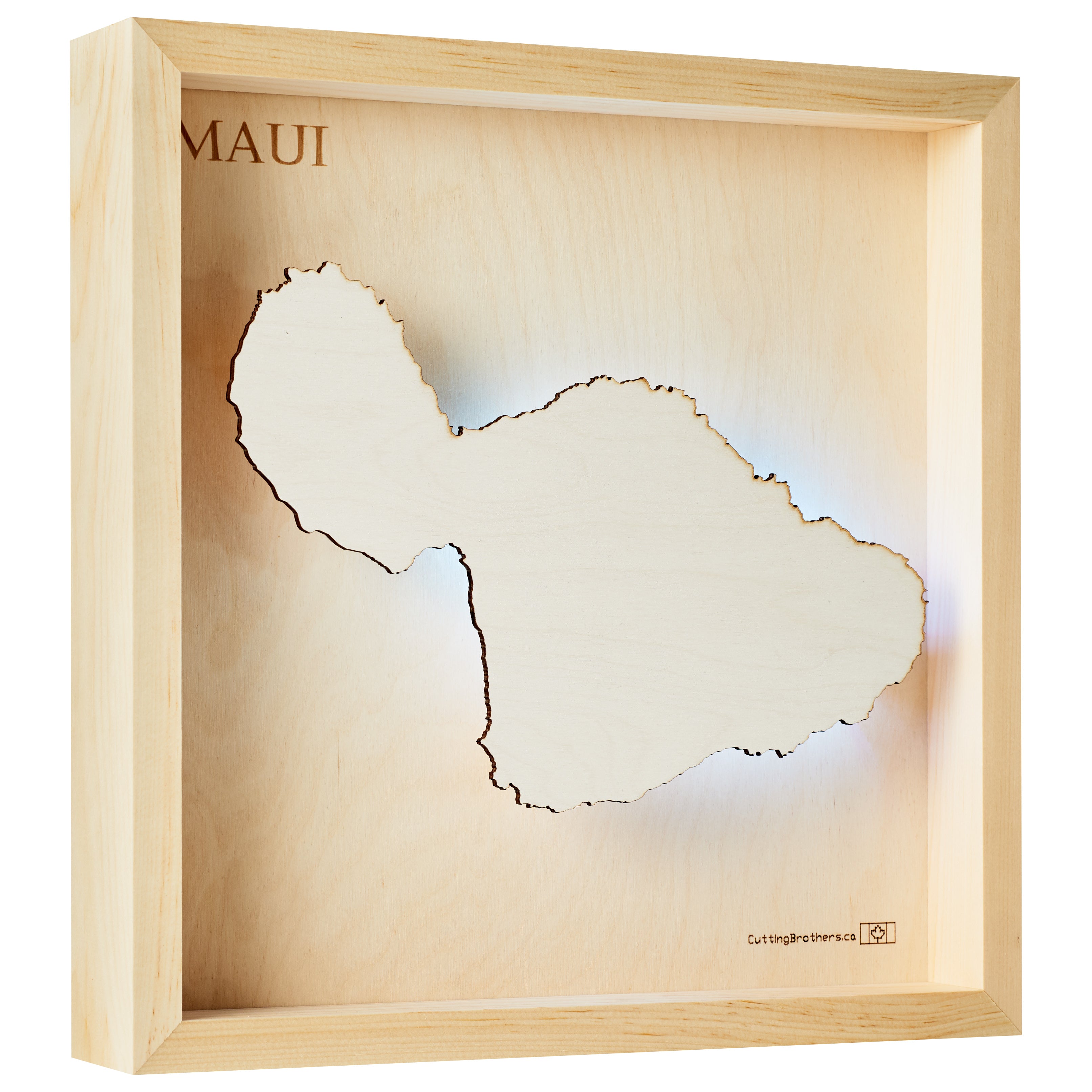 MAUI LED LIGHT WALL MAP - Version S - 15 x 15 Inches