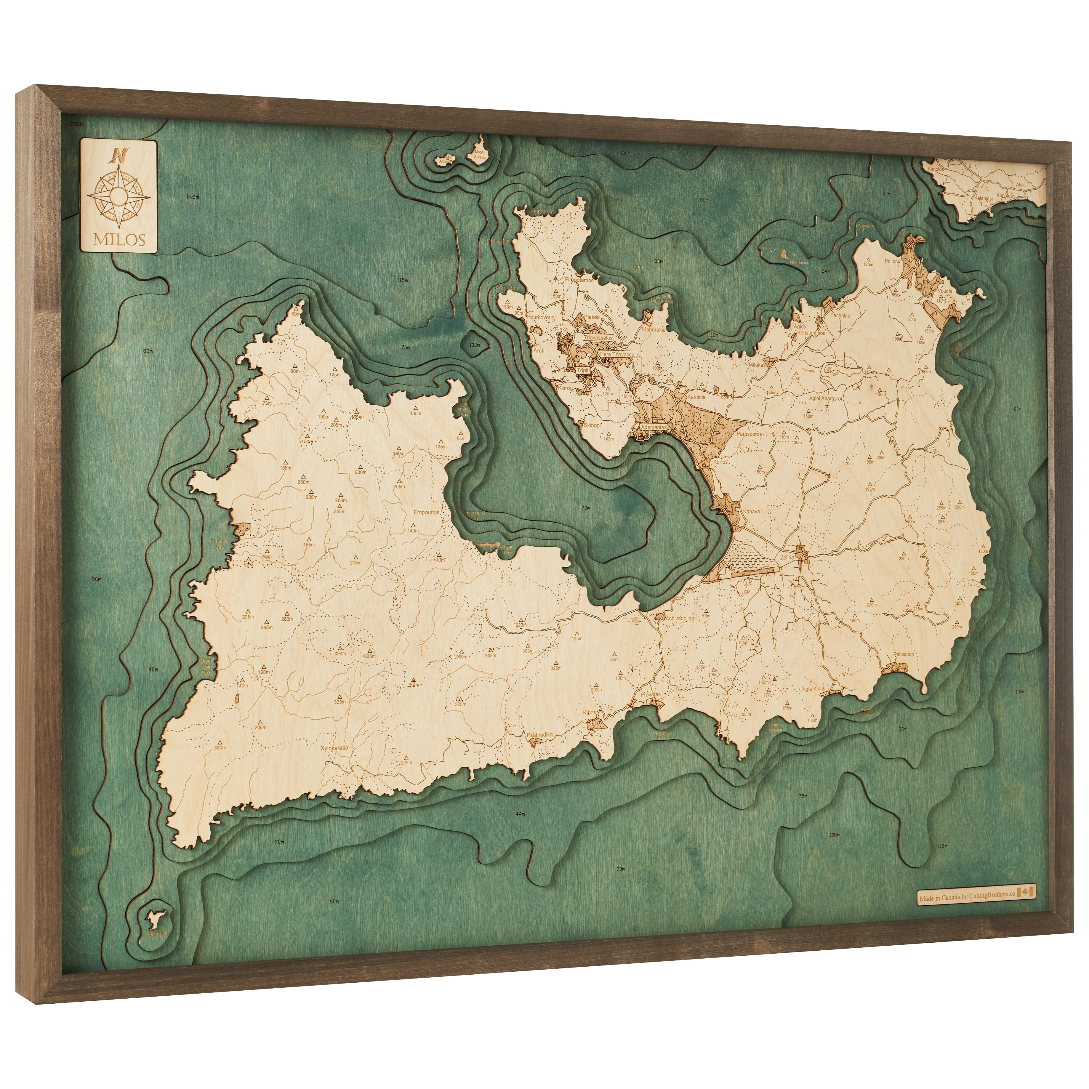 MILOS 3D WOODEN WALL MAP - Version L