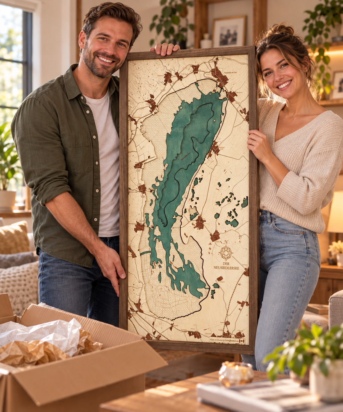 LAKE NEWSIEDL 3D WOODEN WALL MAP - Version XL