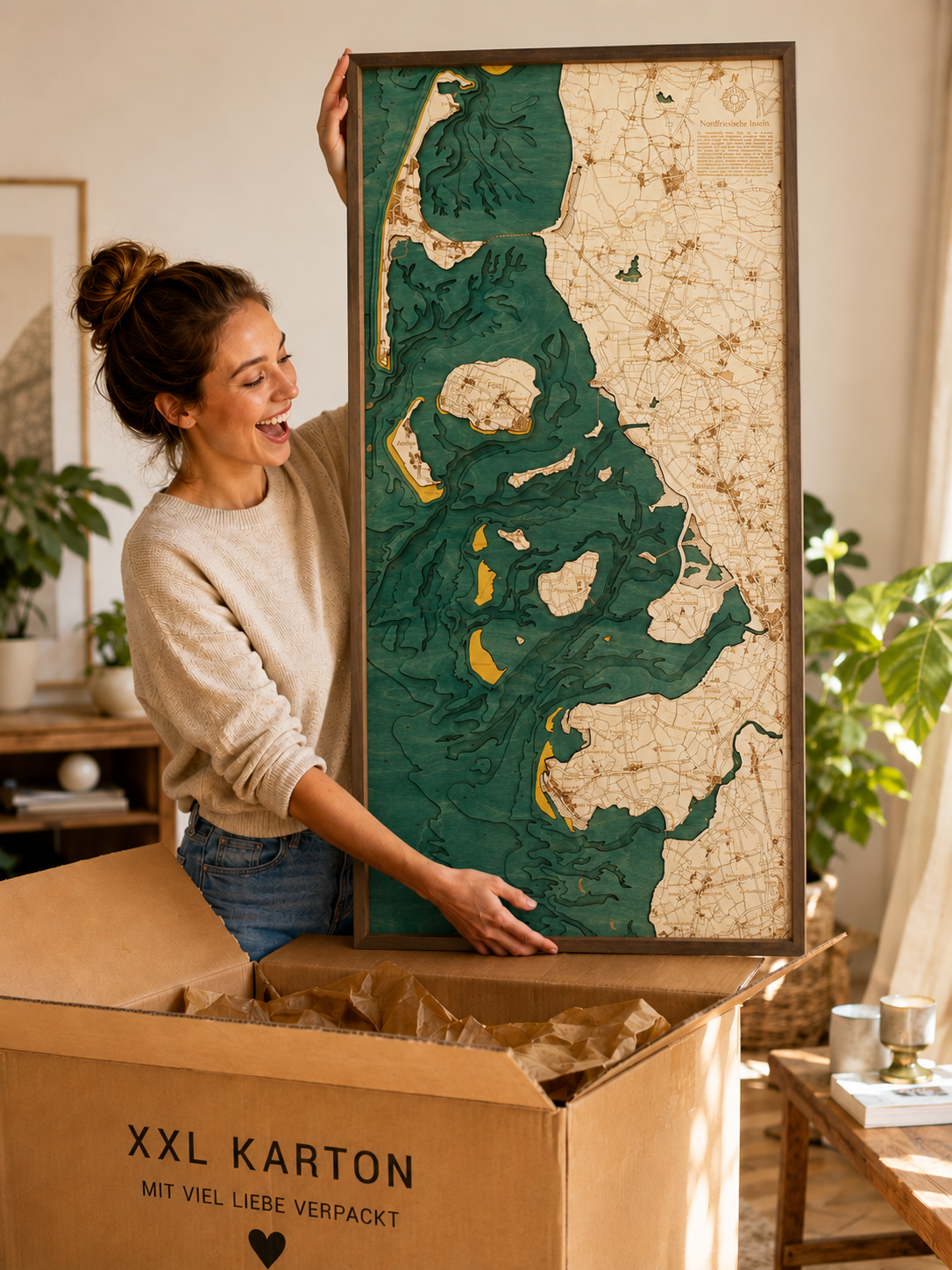 NORTHFRISIAN ISLANDS 3D WOODEN WALL MAP - Version XL