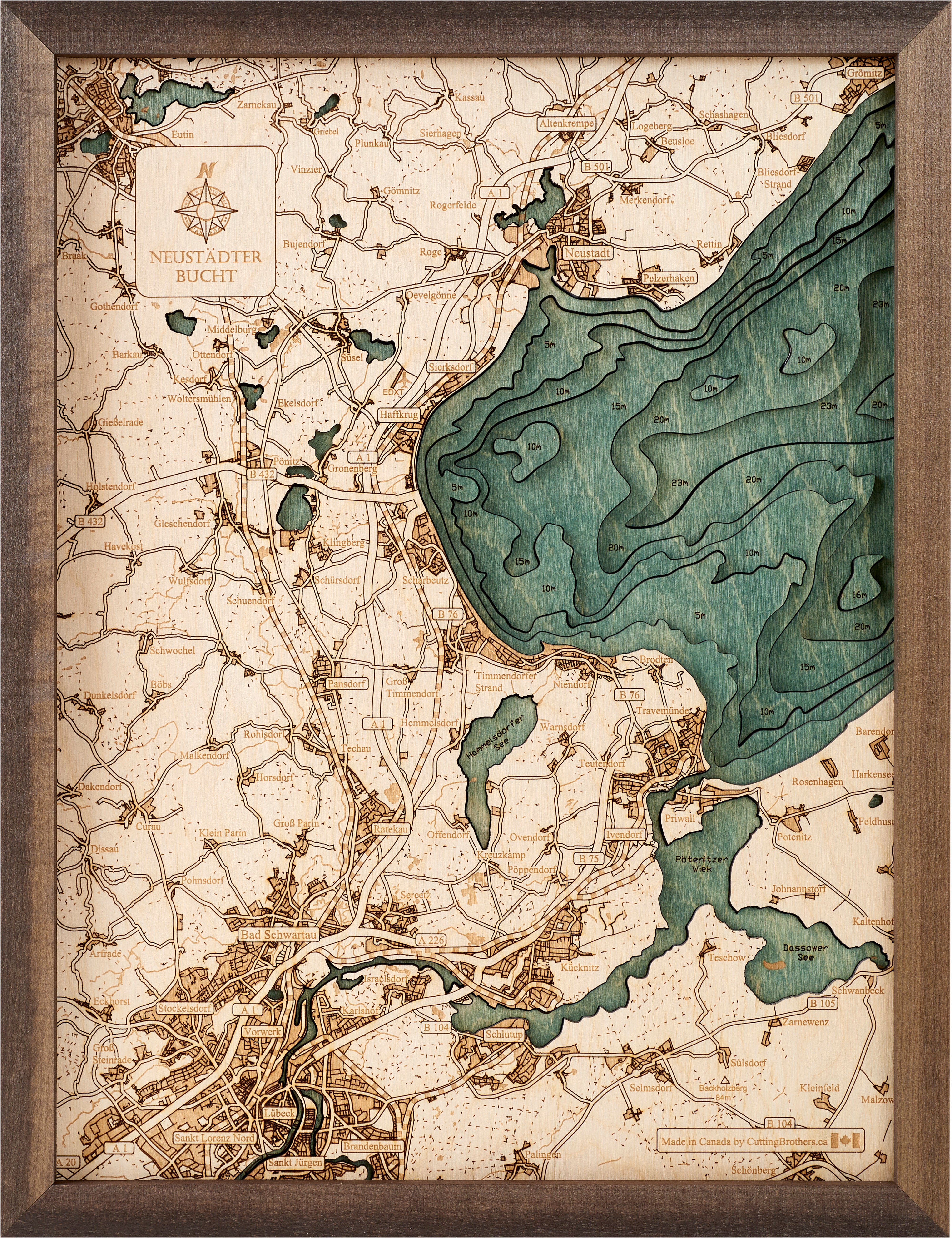 NEUSTADT BAY 3D WOODEN WALL MAP - Version S