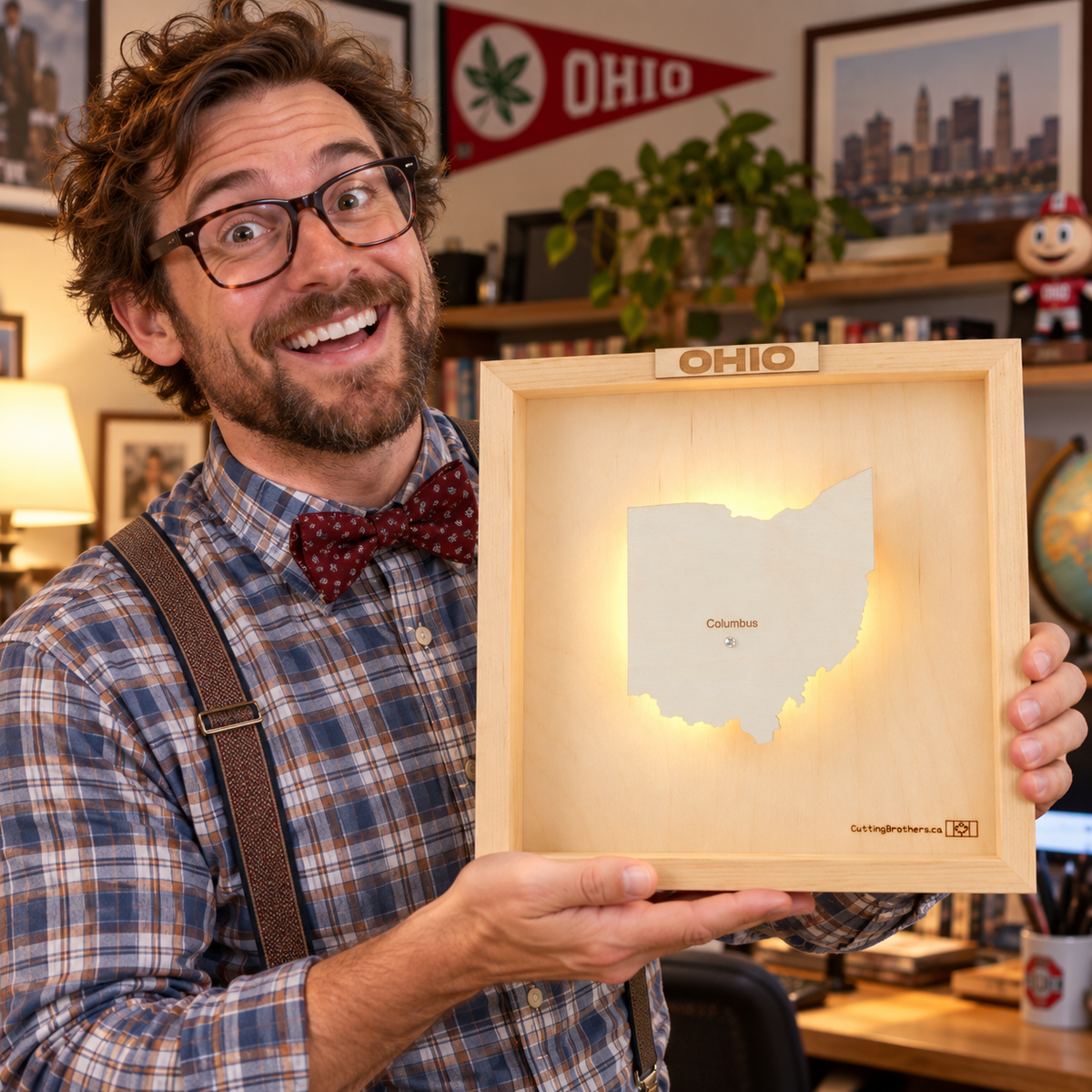 OHIO 3D WOODEN WALL MAP - Version S