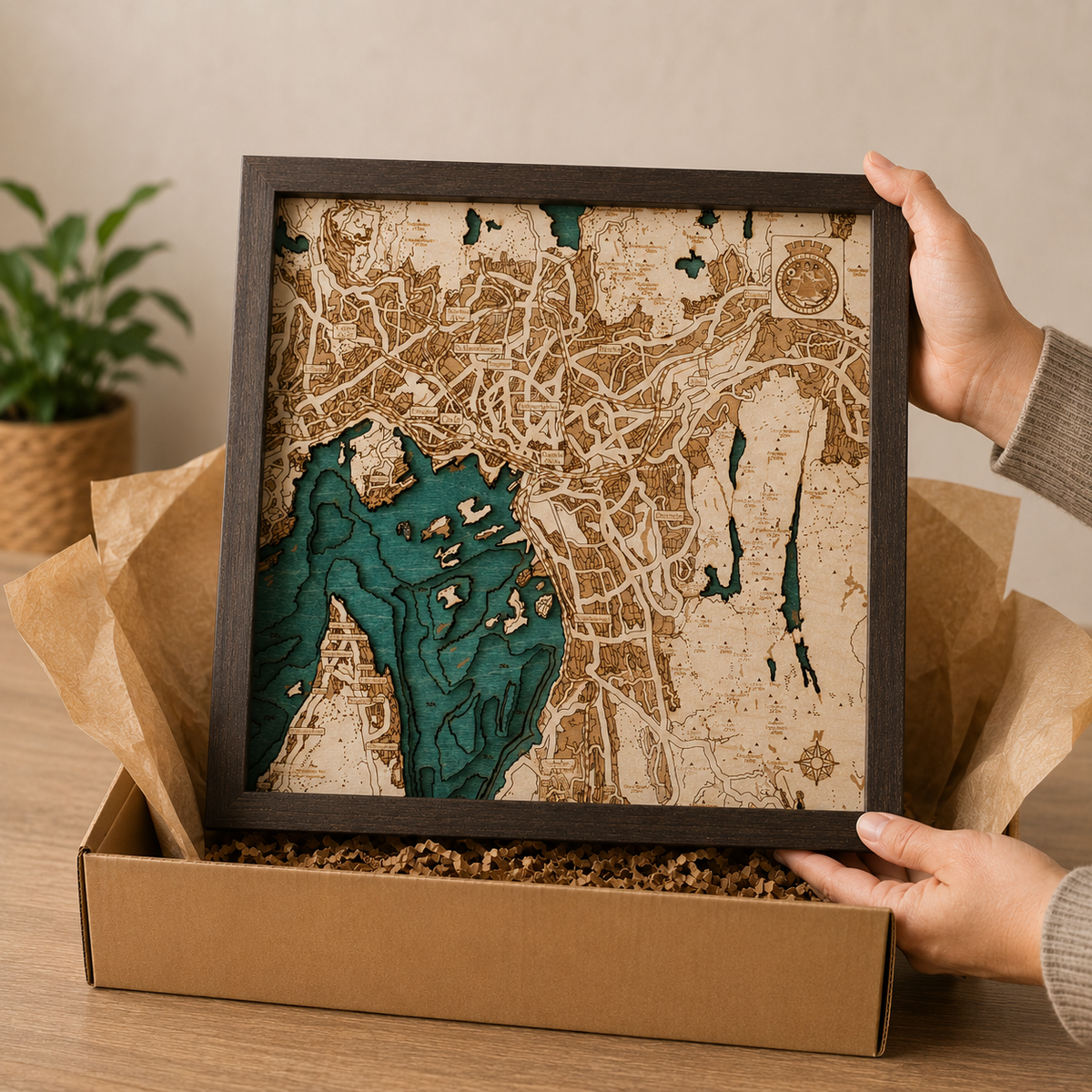 OSLO 3D WOODEN WALL MAP - Version S
