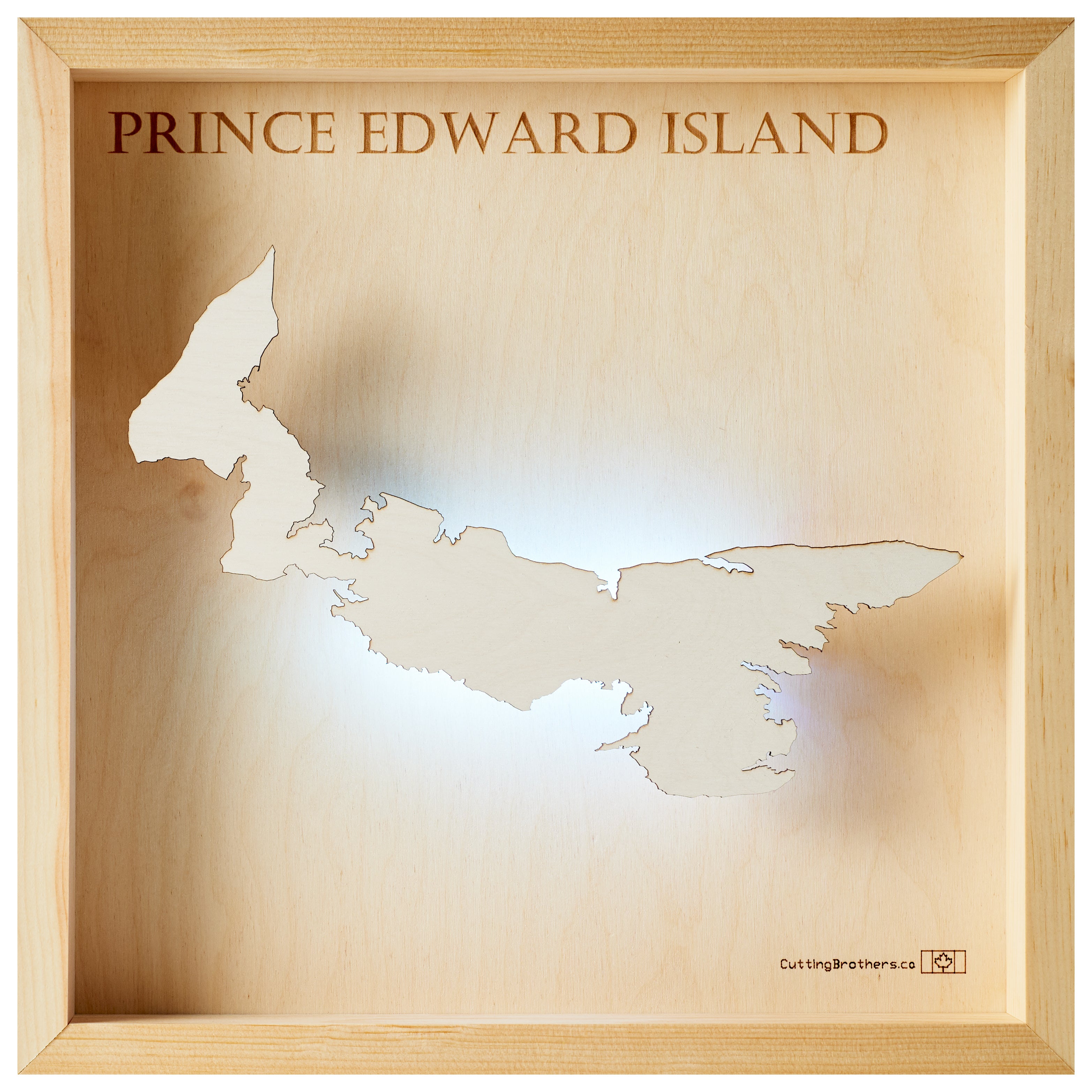 PRINCE EDWARD ISLAND LED LIGHT WALL MAP - Version S - 15 x 15 Inches
