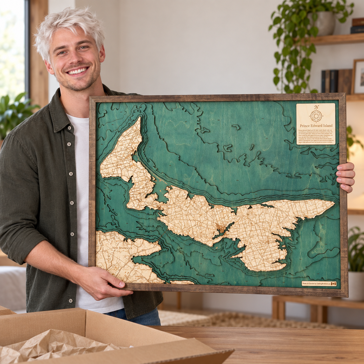 PRINCE EDWARD ISLANDS 3D WOODEN WALL MAP - Version L