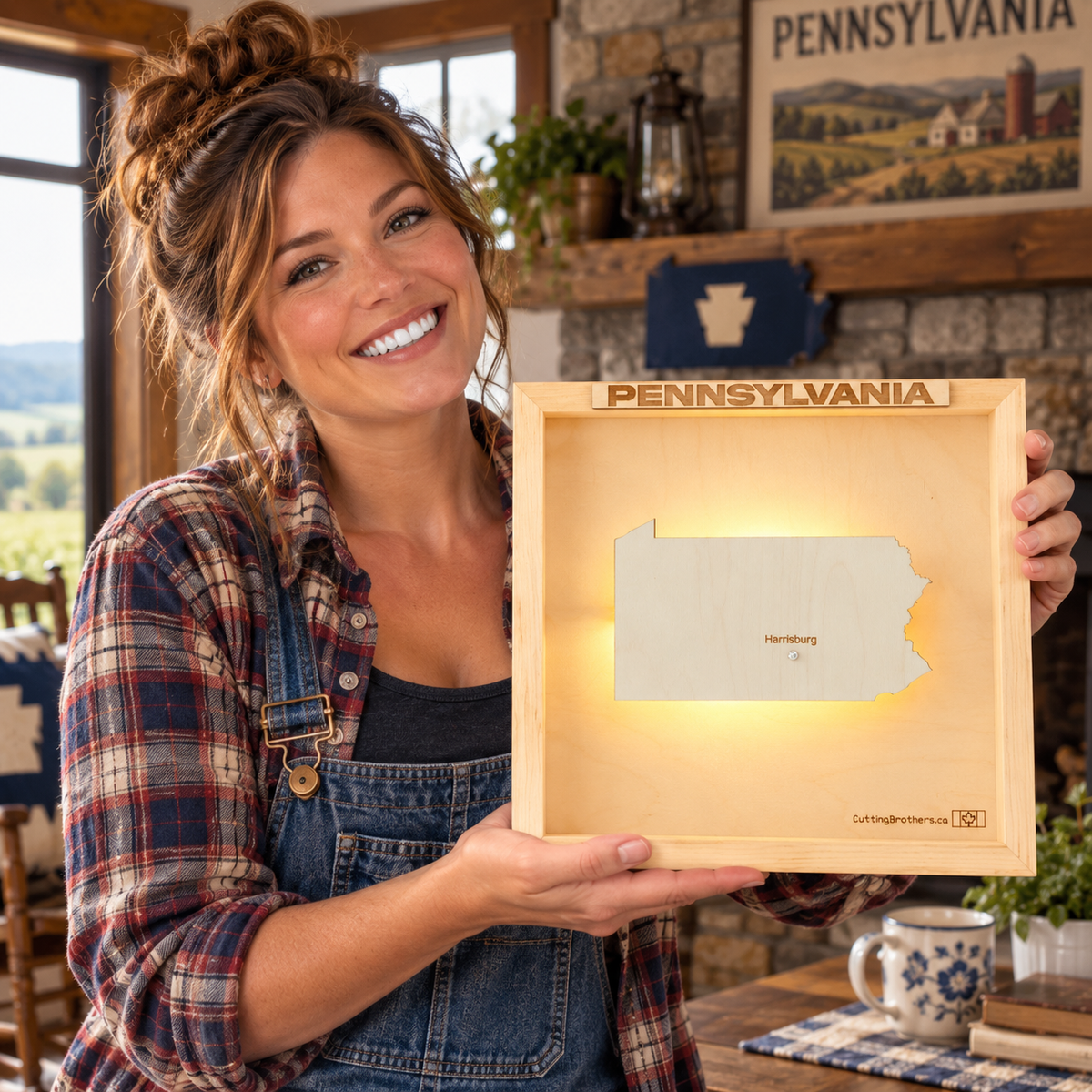 PENNSYLVANIA 3D WOODEN WALL MAP - Version S