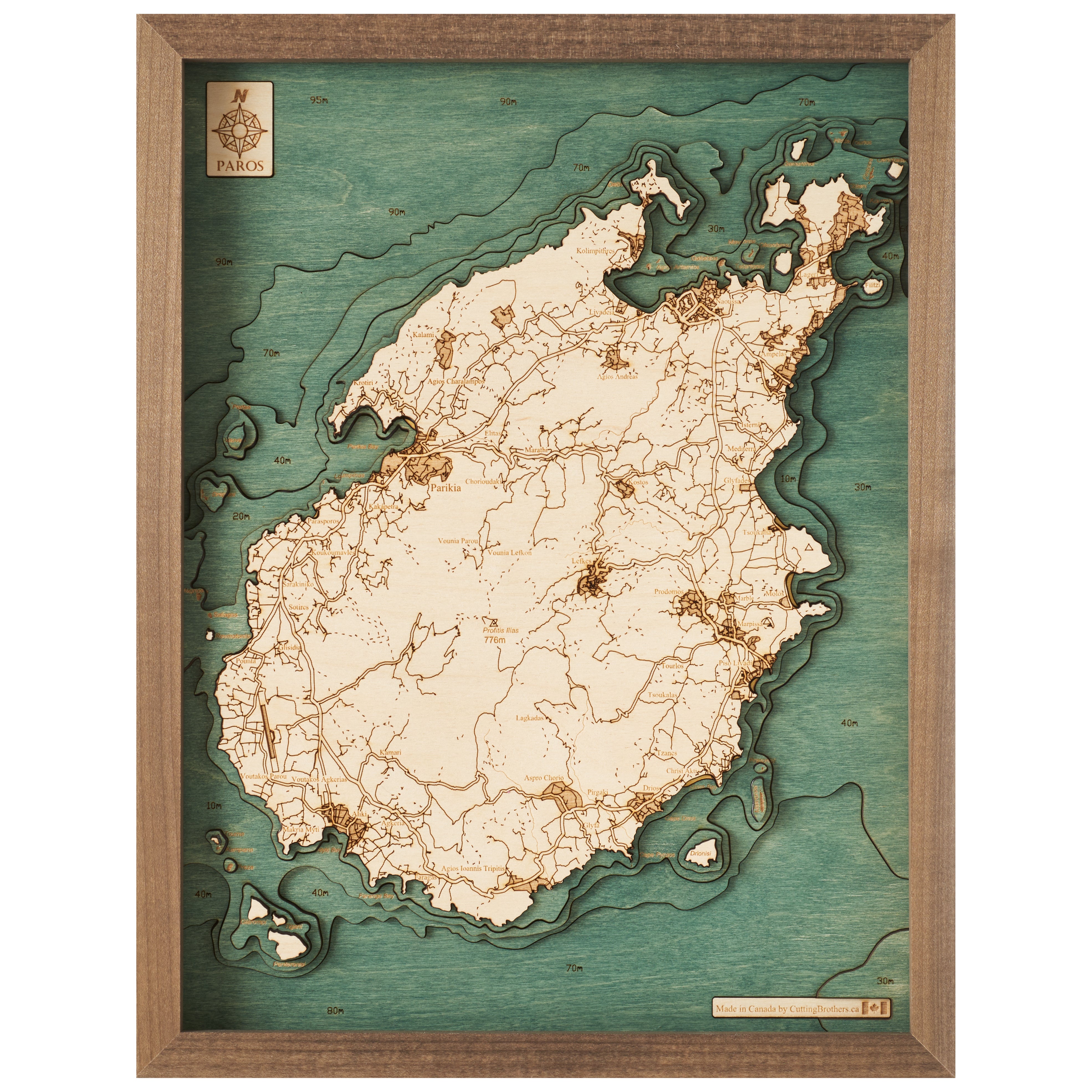 PAROS 3D WOODEN WALL MAP - Version S