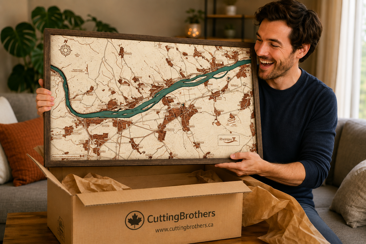 RHINEGAU 3D WOODEN WALL MAP - Version M