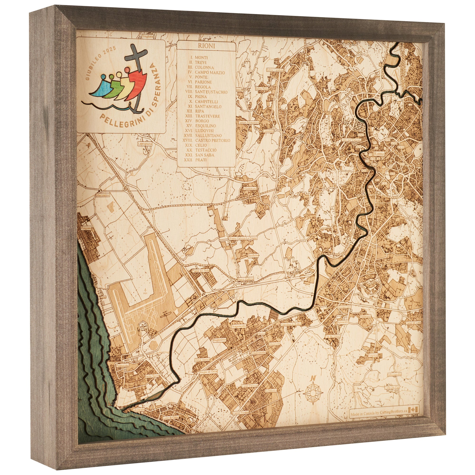 JUBILEE 2025 - ROME 3D WOODEN WALL MAP - Version S