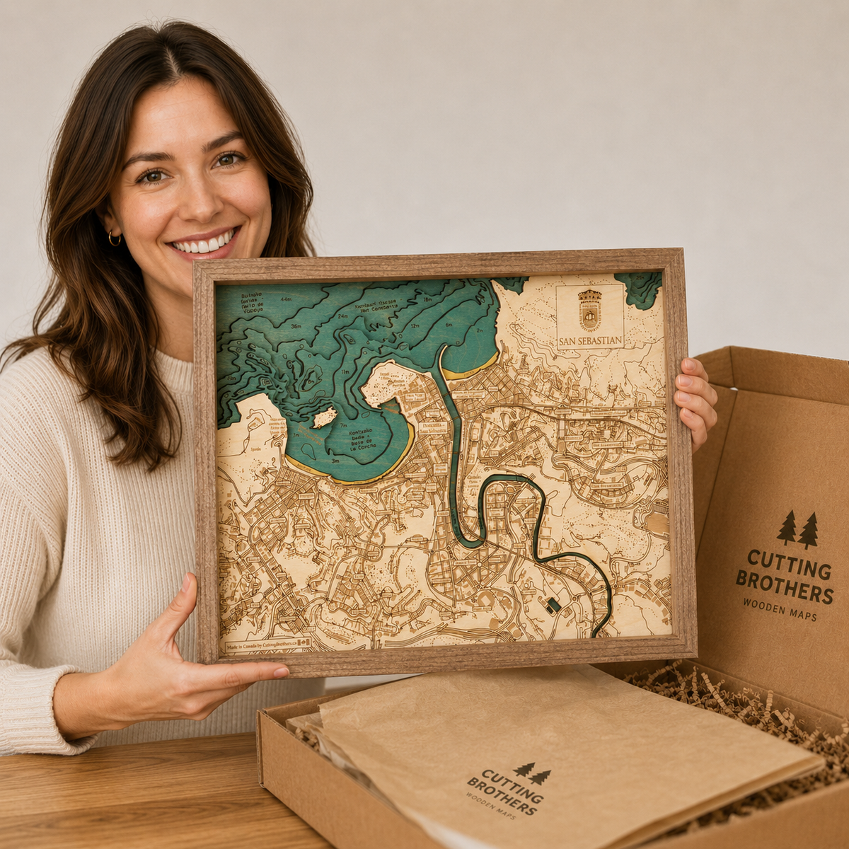 SAN SEBASTIAN 3D WOODEN WALL MAP - Version S
