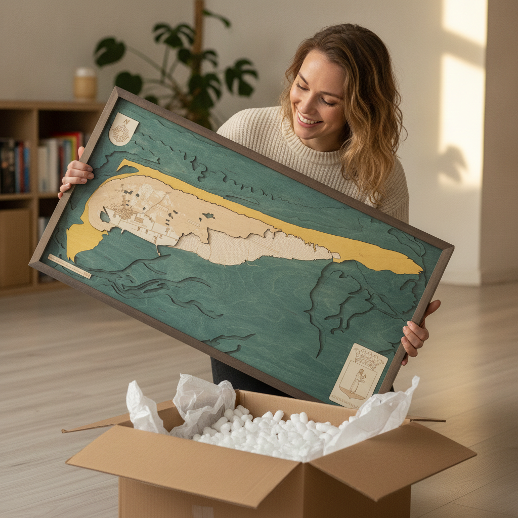 SCHIERMONNIKOOG 3D WOODEN WALL MAP - Version M