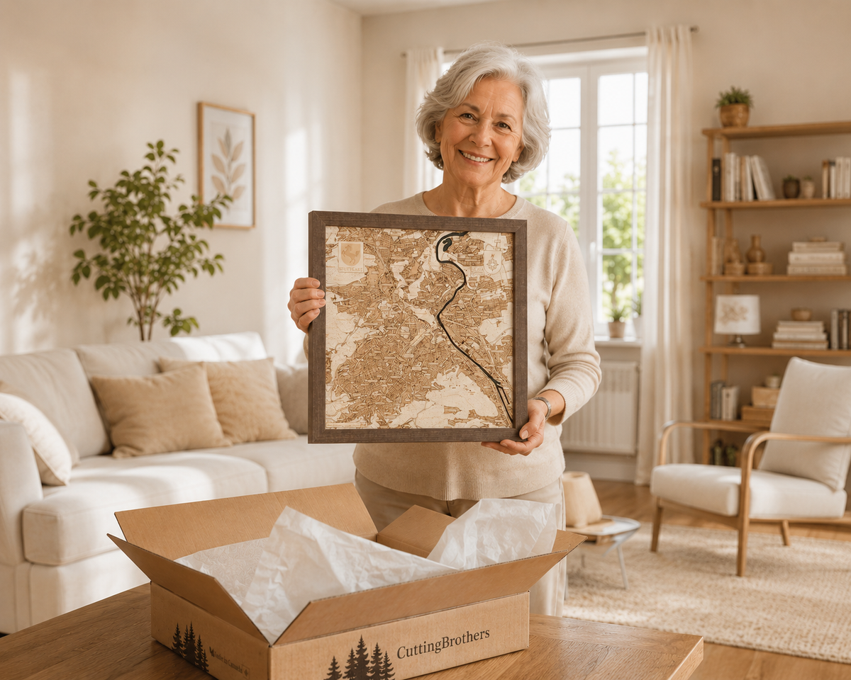 STUTTGART 3D WOODEN WALL MAP - Version S