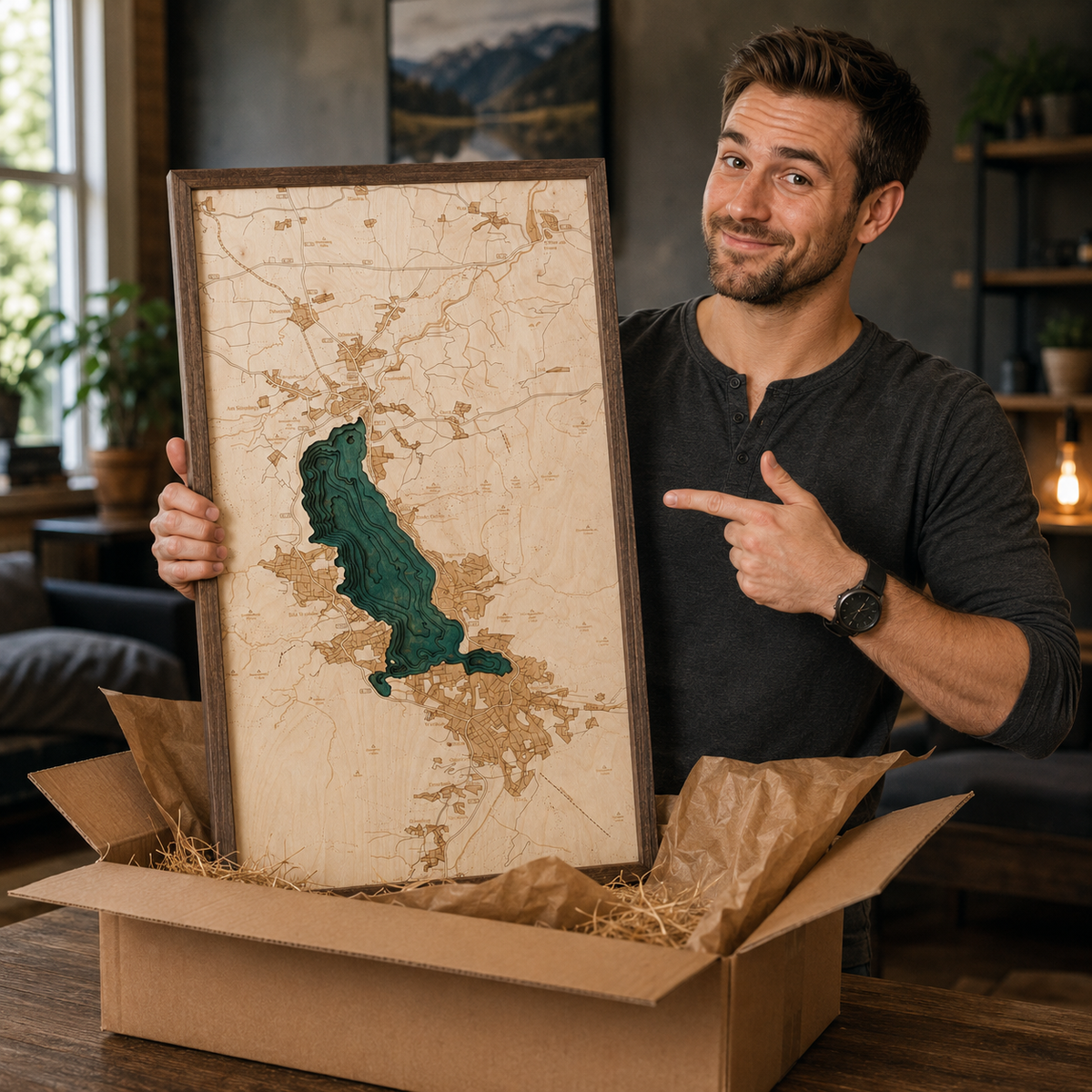 LAKE TEGERNSEE 3D WOODEN WALL MAP - VERSION M