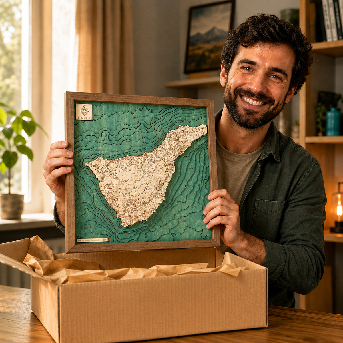 TENERIFE 3D WOODEN WALL MAP - Version S