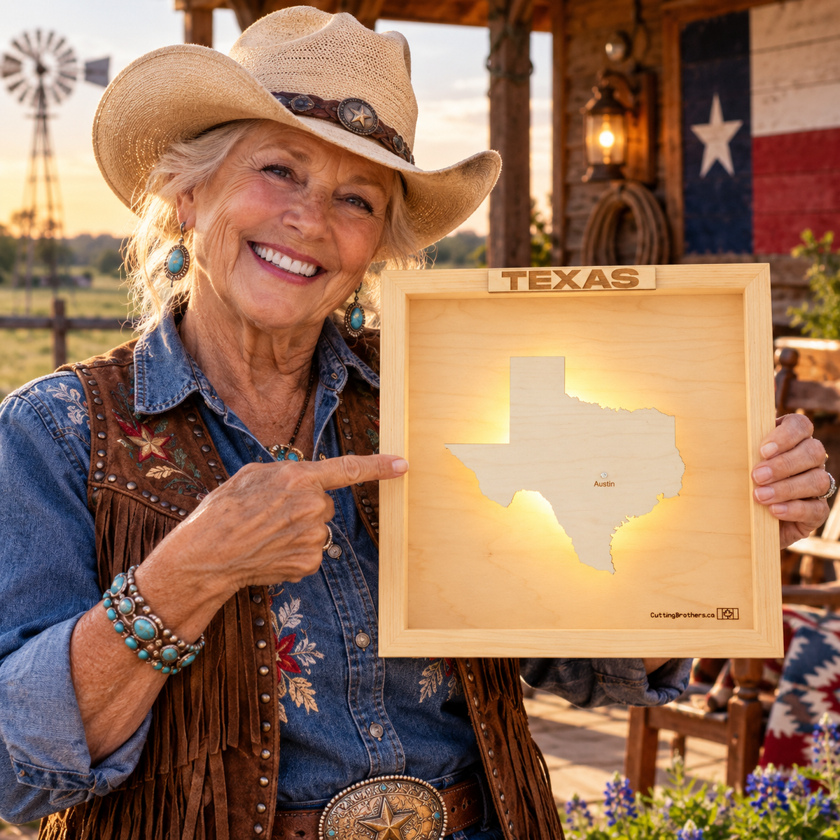 TEXAS 3D WOODEN WALL MAP - Version S