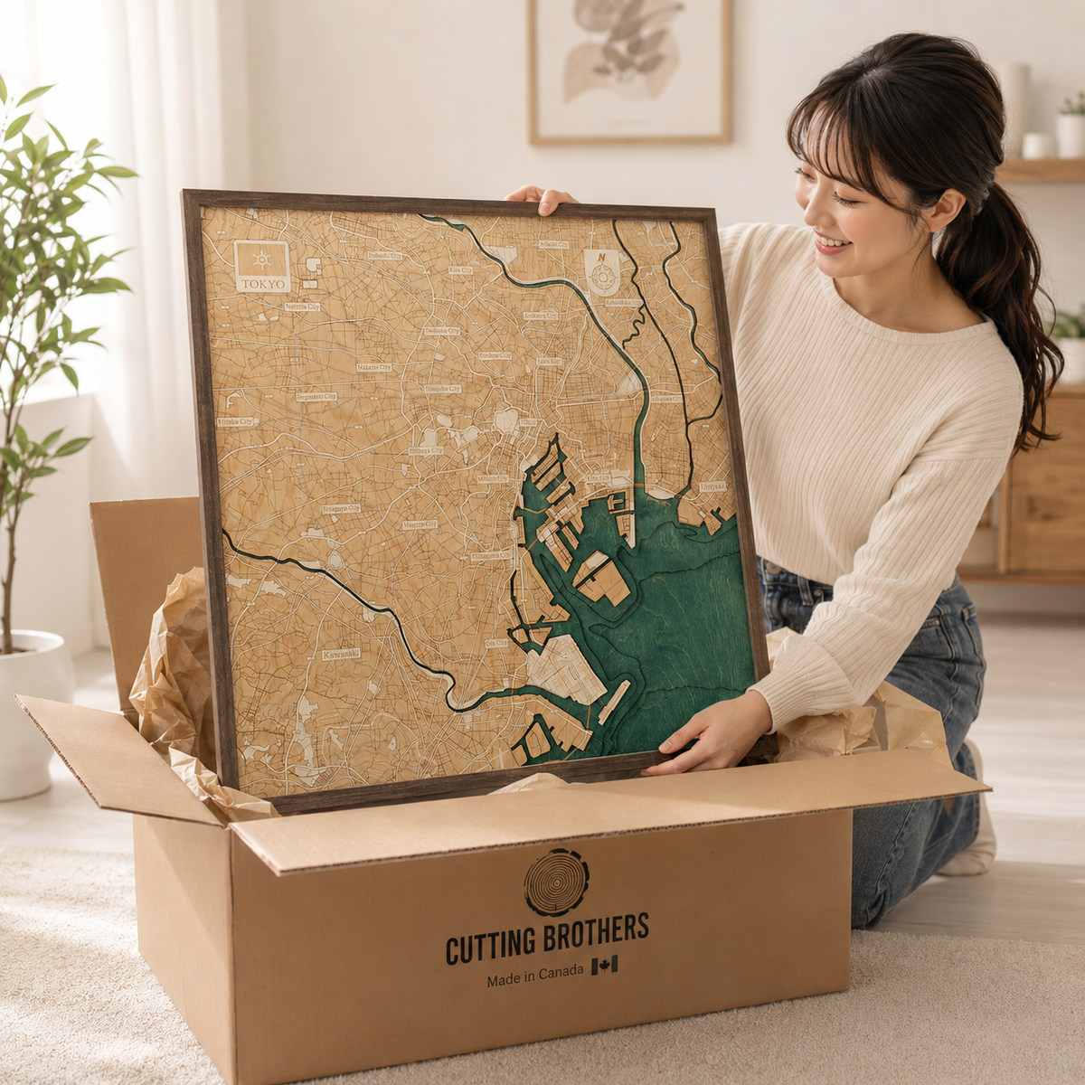 TOKYO 3D WOODEN WALL MAP - Version L