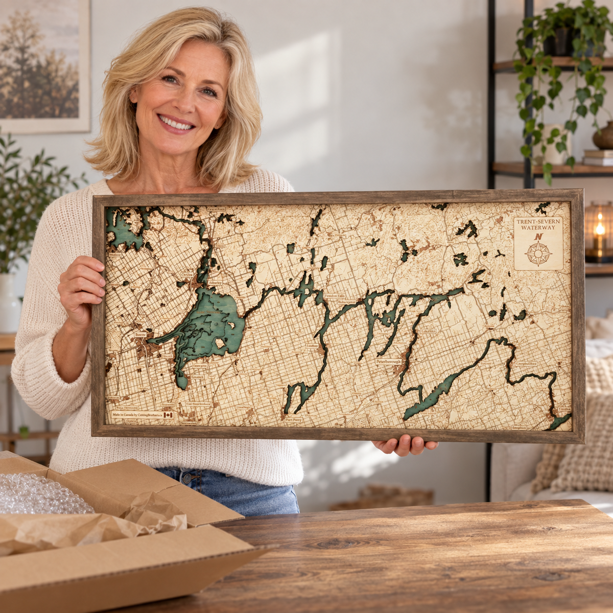 TRENT SEVERN SYSTEM 3D WOODEN WALL MAP - Version M