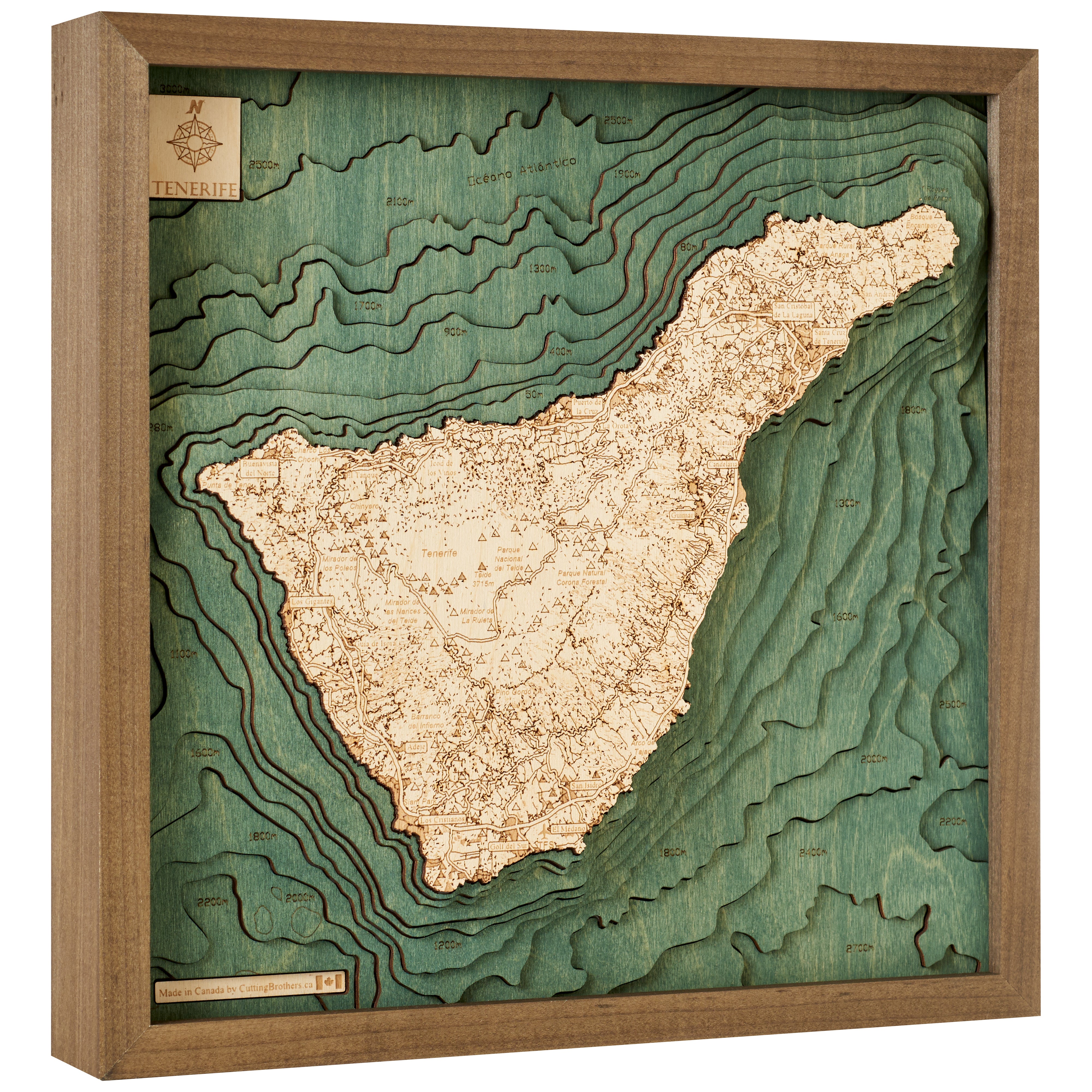 TENERIFE 3D WOODEN WALL MAP - Version S