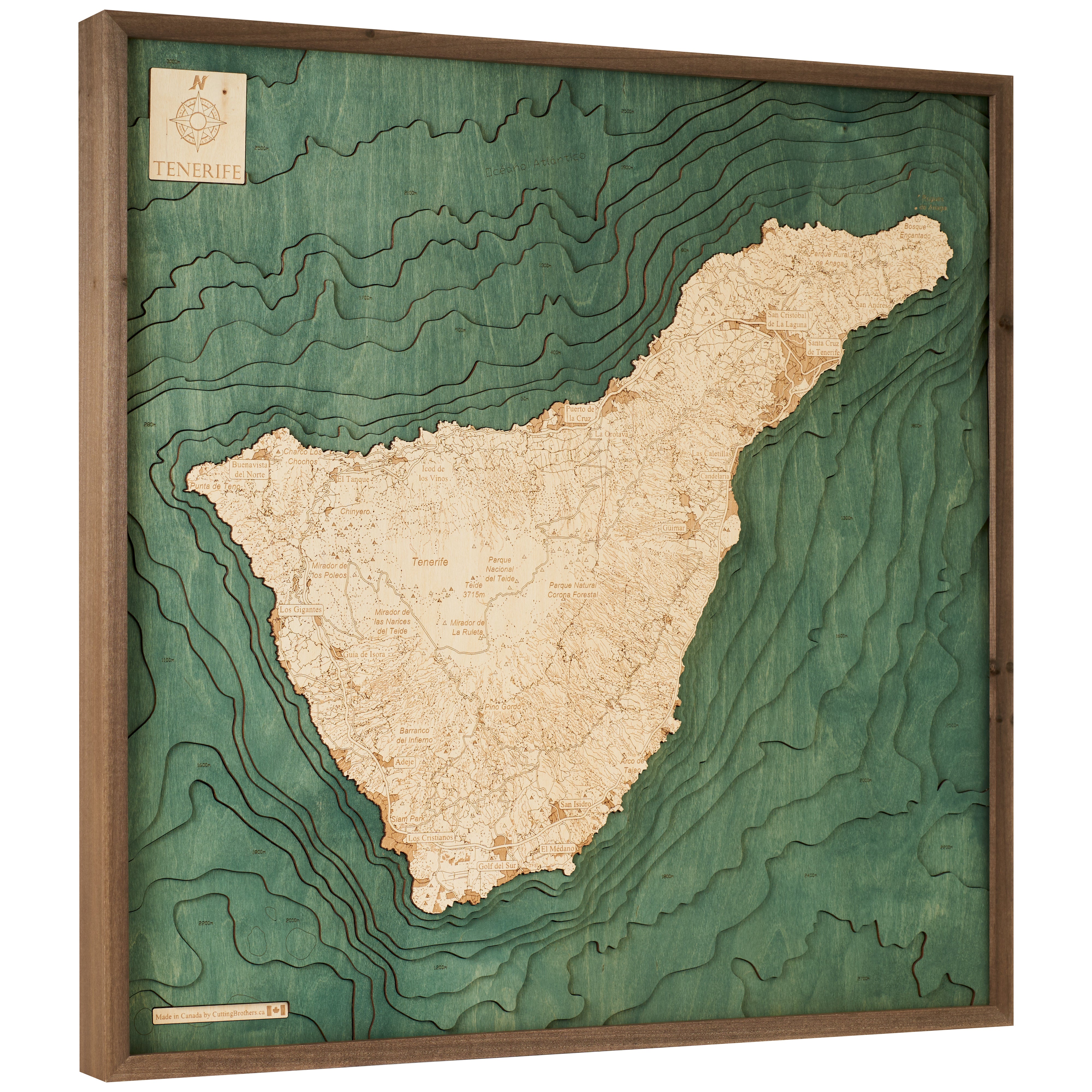 TENERIFE 3D WOODEN WALL MAP - Version L