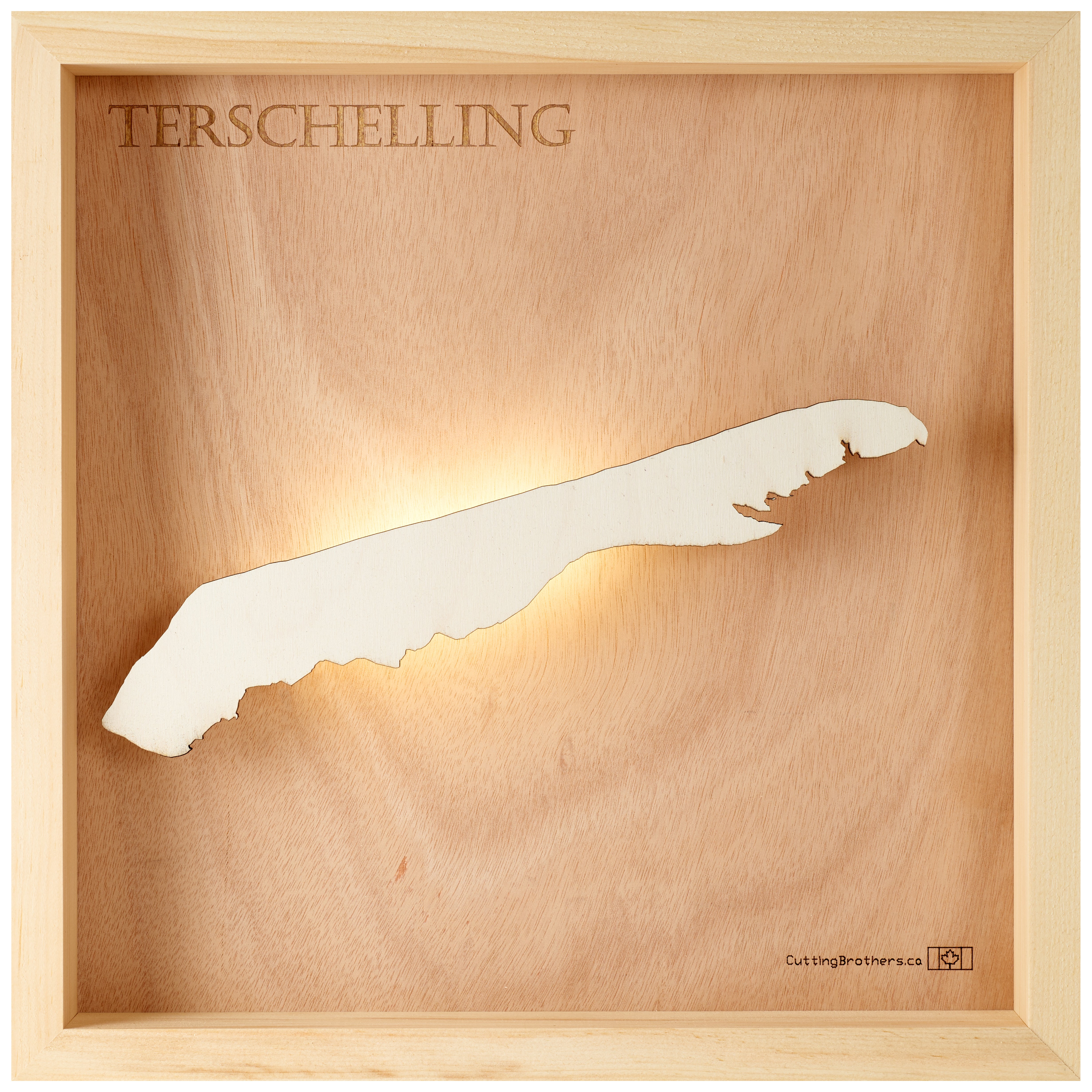 TERSCHELLING LIGHT WOODEN WALL MAP - Version S
