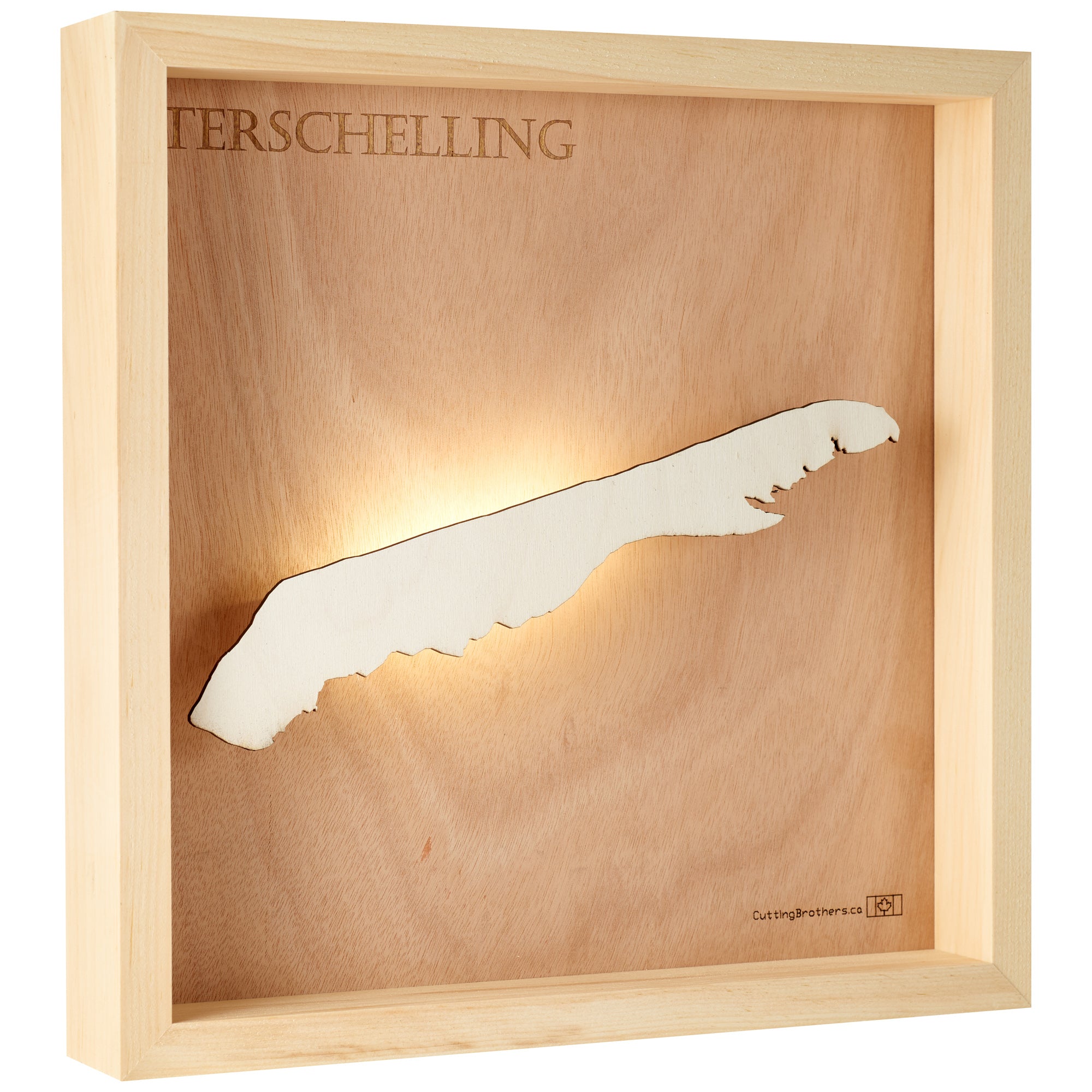 TERSCHELLING LIGHT WOODEN WALL MAP - Version S