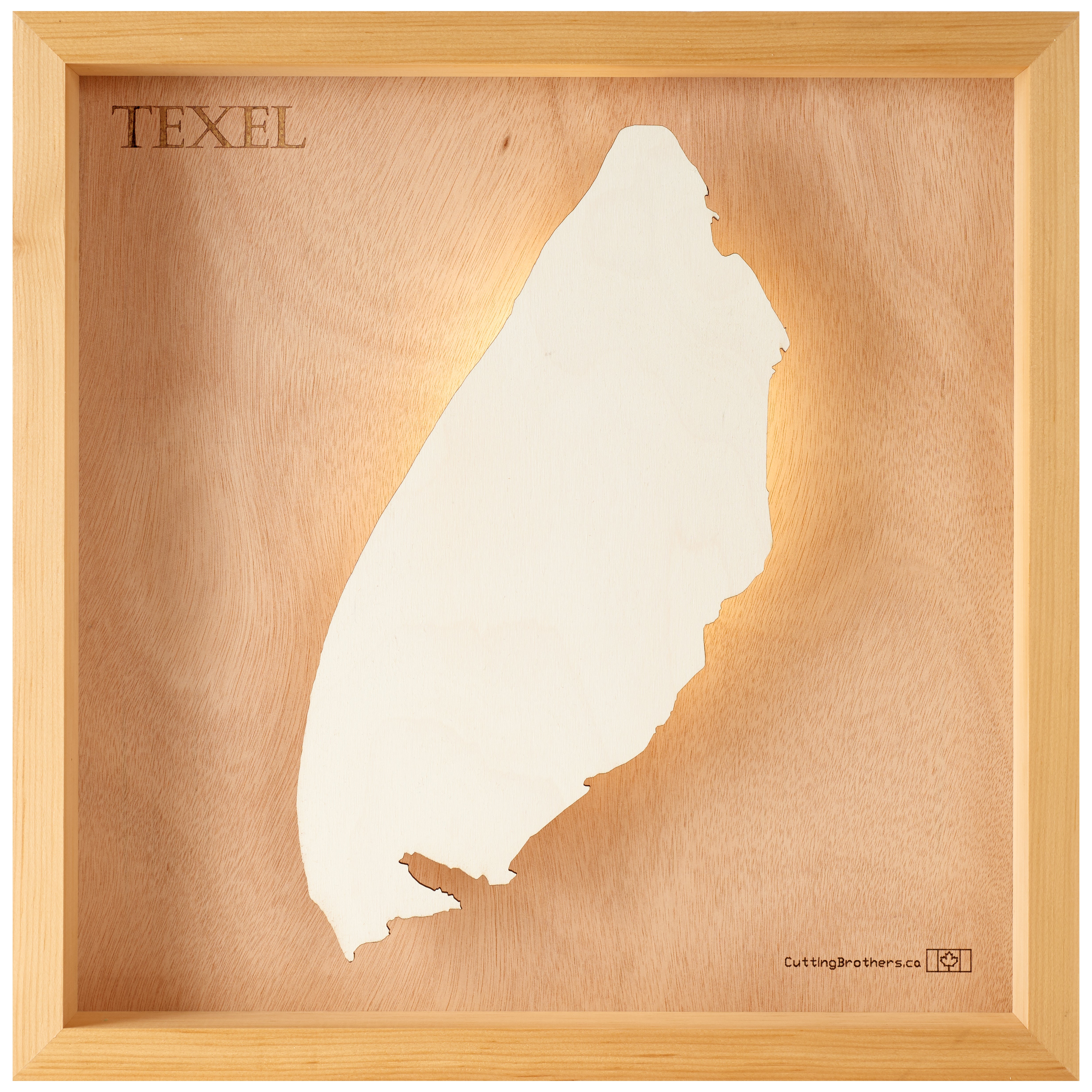TEXEL LIGHT WOODEN WALL MAP - Version S