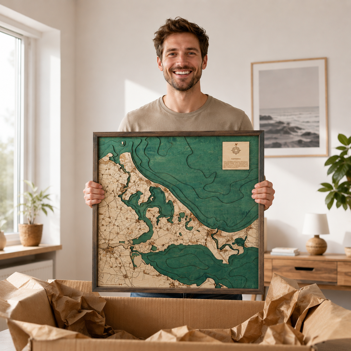 USEDOM 3D WOODEN WALL MAP - Version L