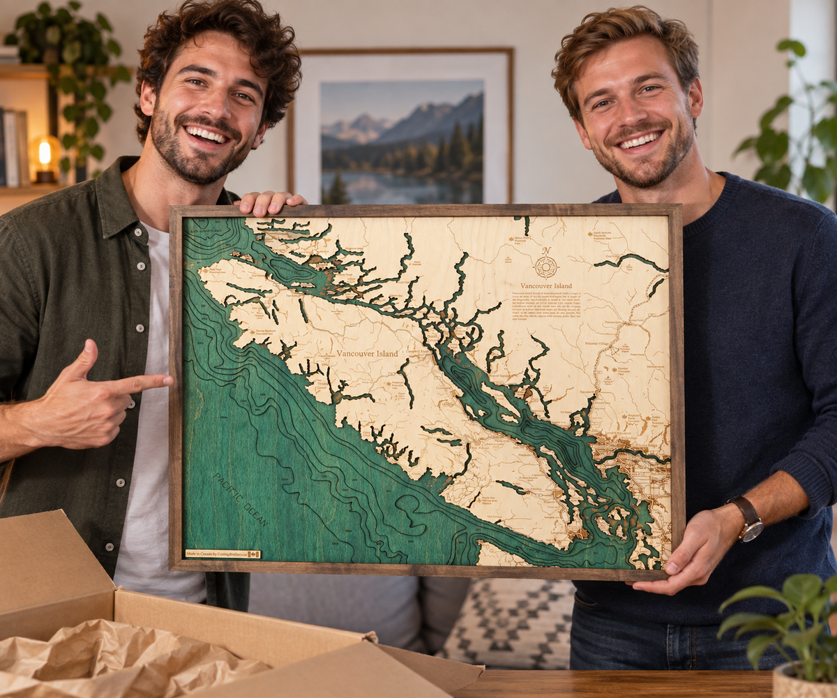 VANCOUVER ISLAND 3D WOODEN WALL MAP - Version L