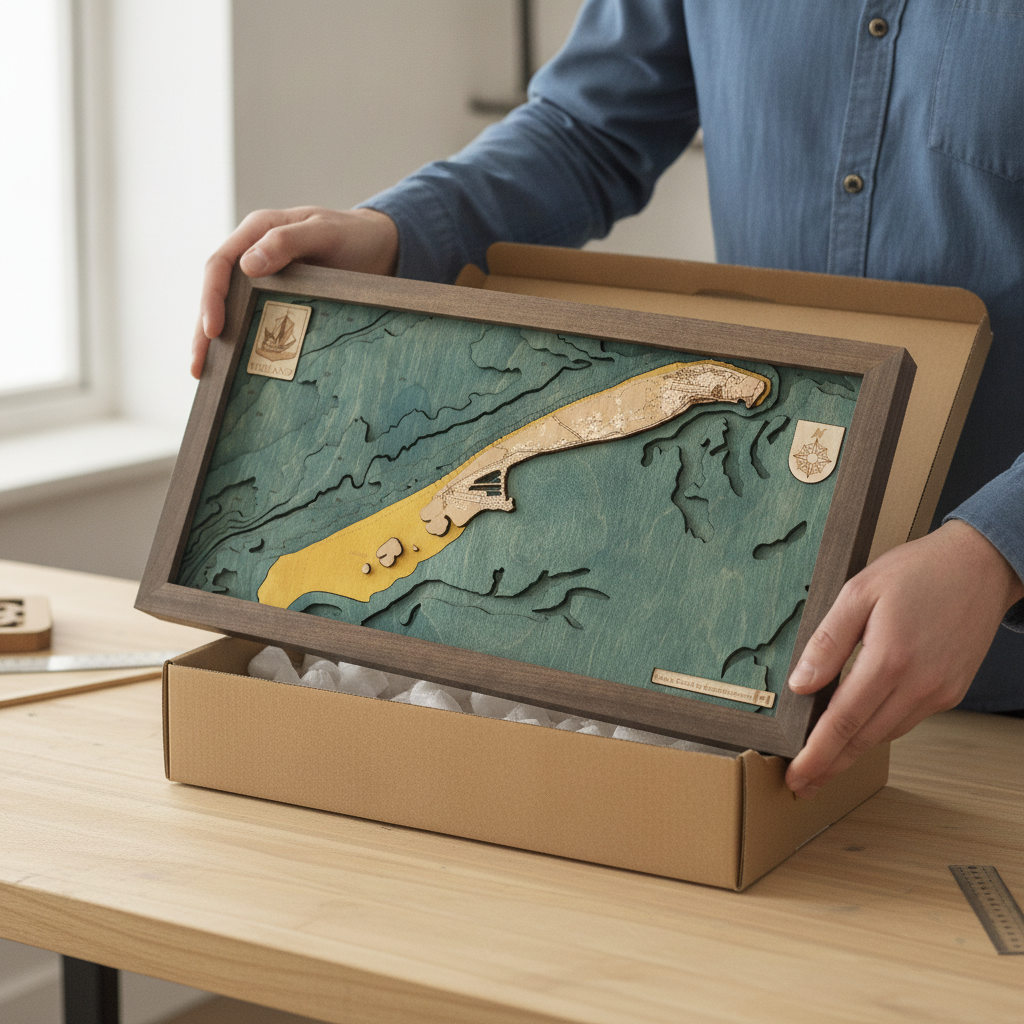 VLIELAND 3D WOODEN WALL MAP - Version S