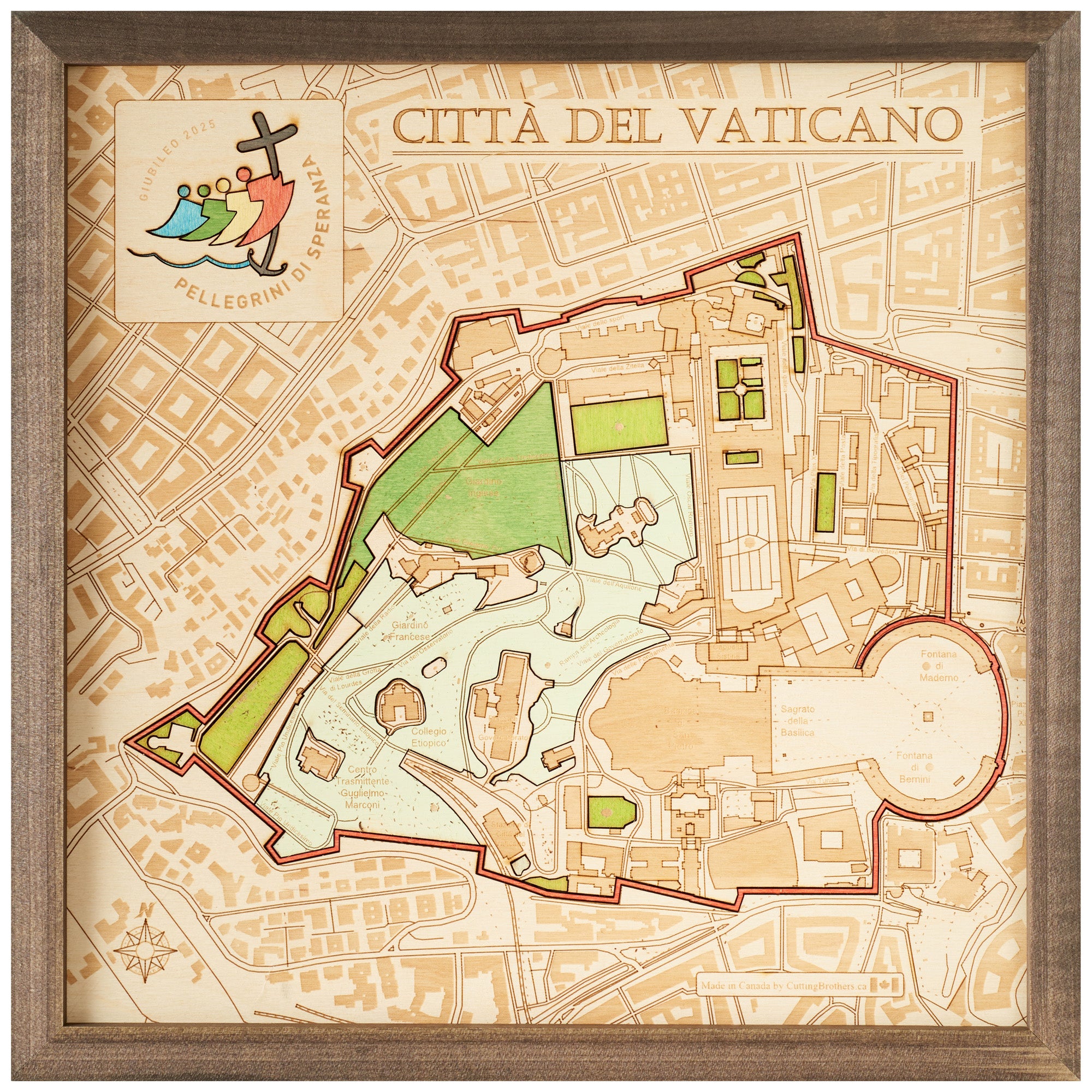 JUBILEE 2025 - VATICAN 3D WOODEN WALL MAP - Version S