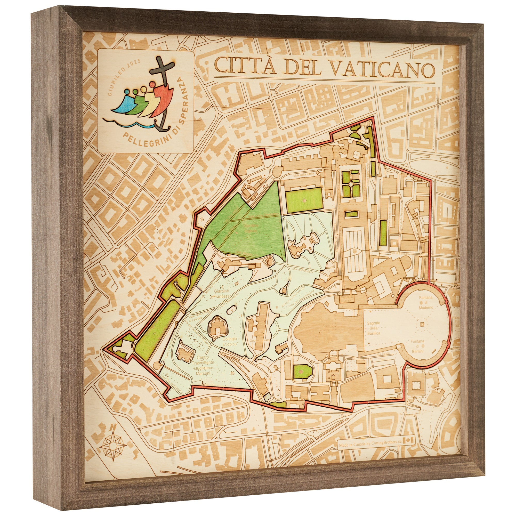 JUBILEE 2025 - VATICAN 3D WOODEN WALL MAP - Version S
