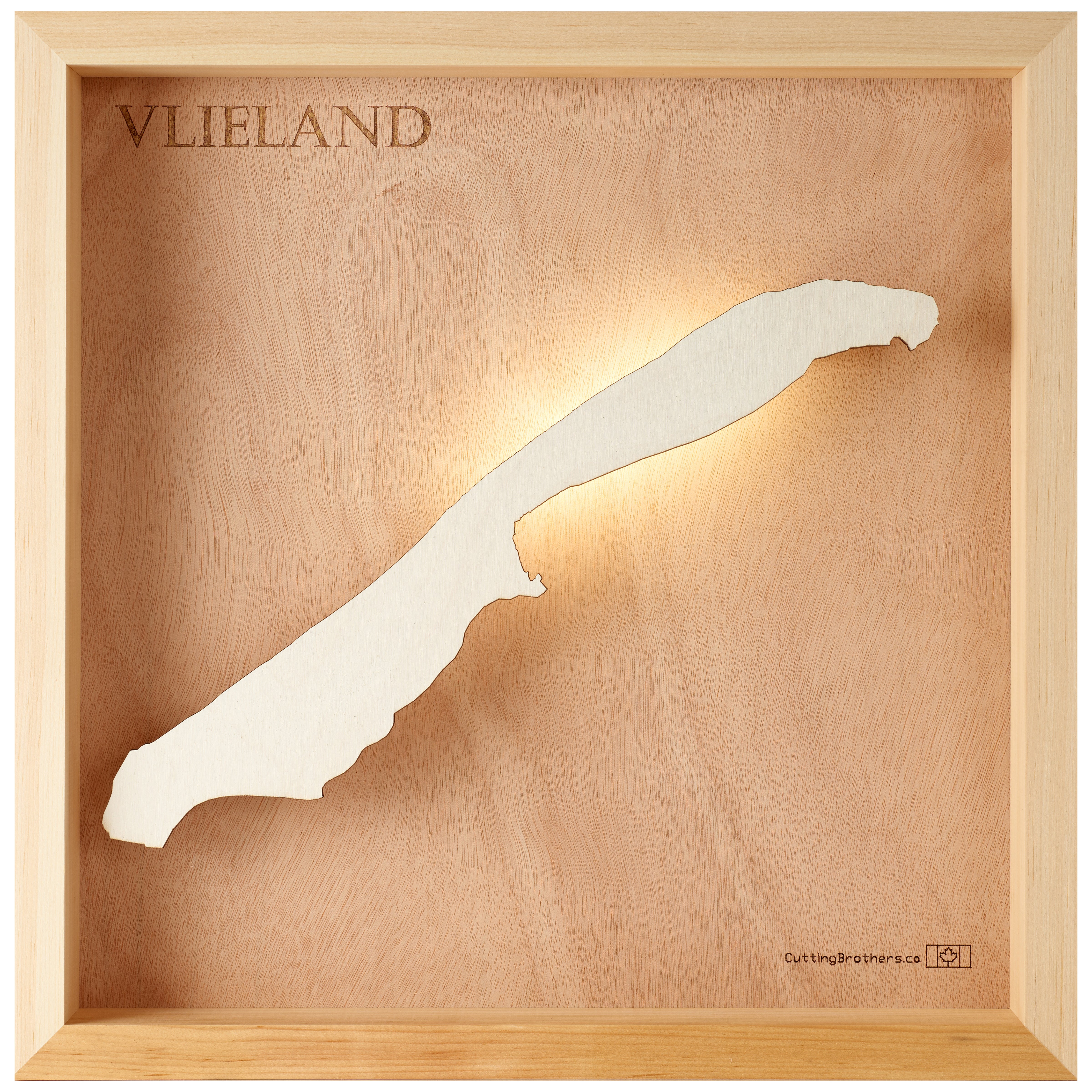 VLIELAND LIGHT WOODEN WALL MAP - Version S