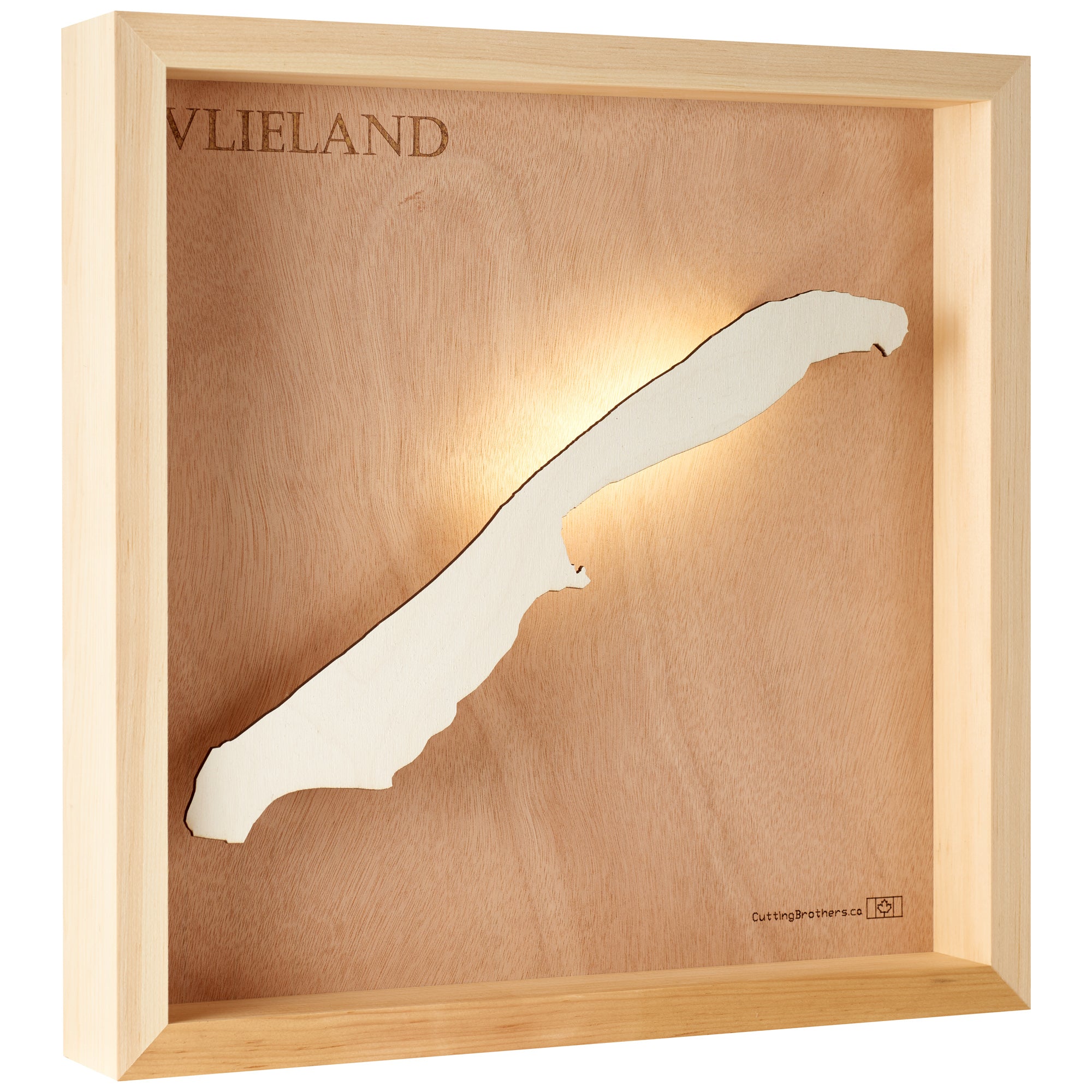 VLIELAND LIGHT WOODEN WALL MAP - Version S
