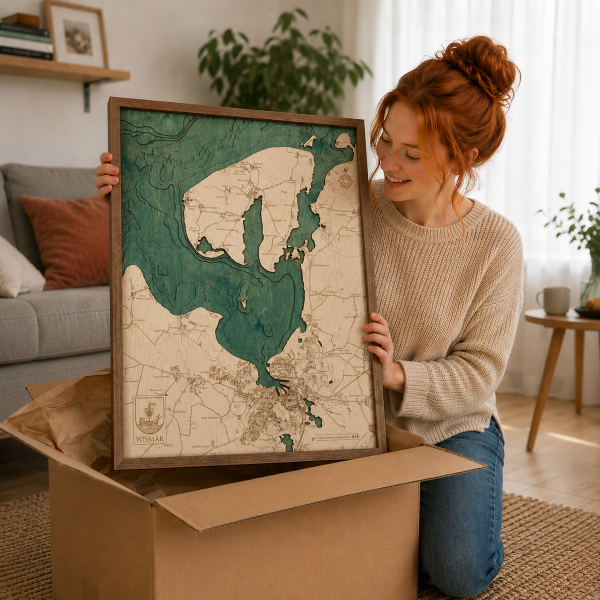 WISMAR 3D WOODEN WALL MAP - Version L